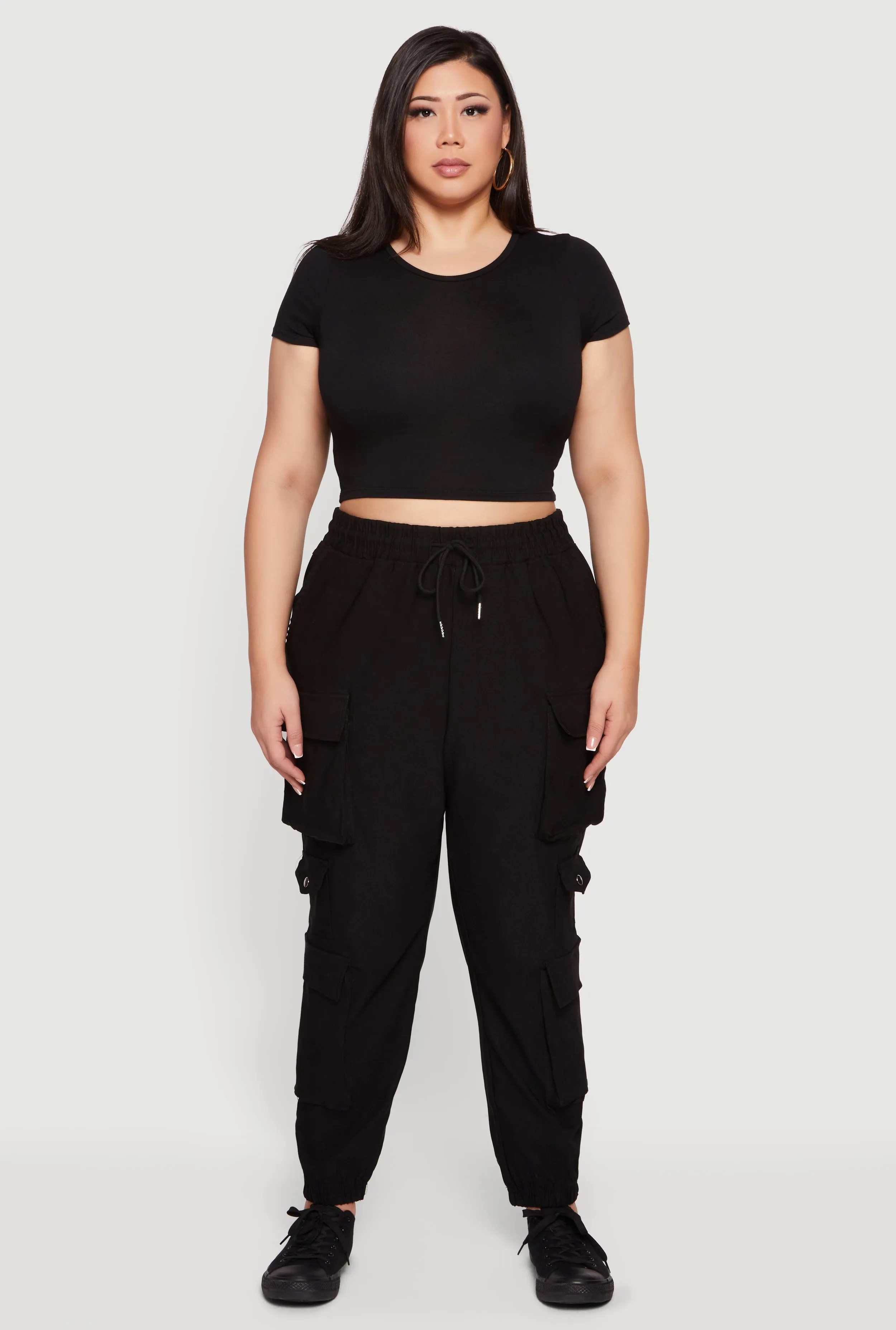 Plus Size High Waisted Multi Pocket Cargo Joggers sold by Rainbow product image thumbnail 2