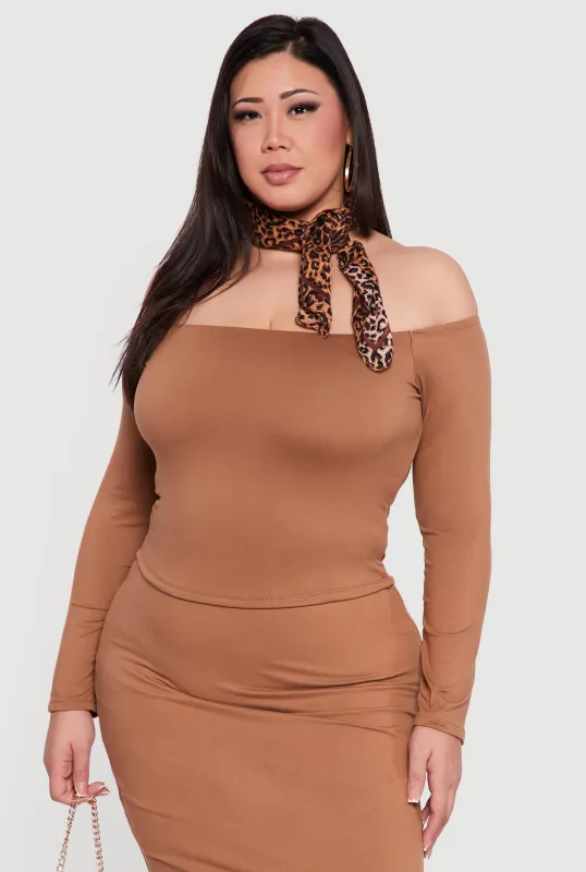 Plus Size Soft Knit Long Sleeve Off the Shoulder Top sold by Rainbow