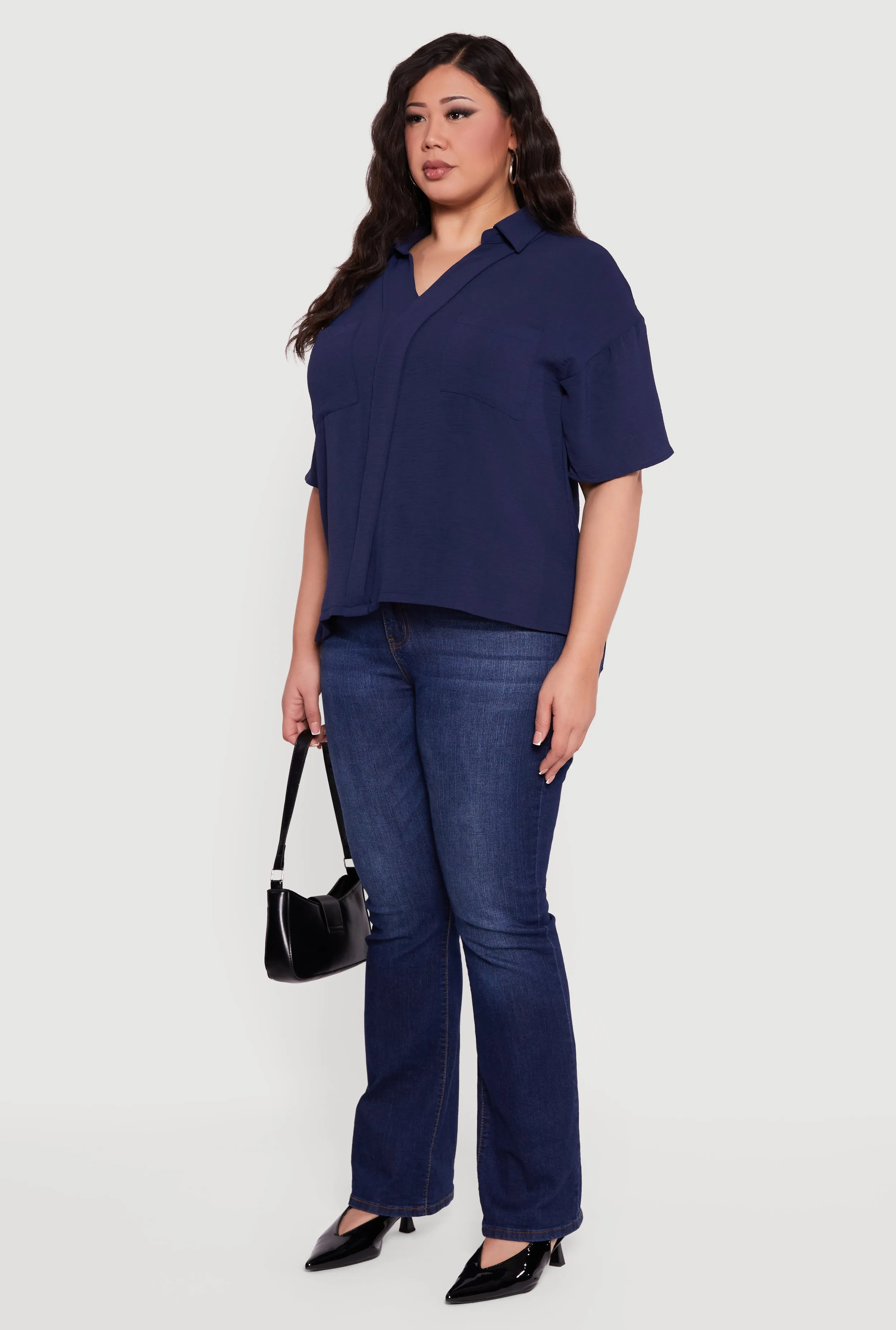 Plus Size Puff Sleeve Collared Blouse sold by Rainbow product image thumbnail 5