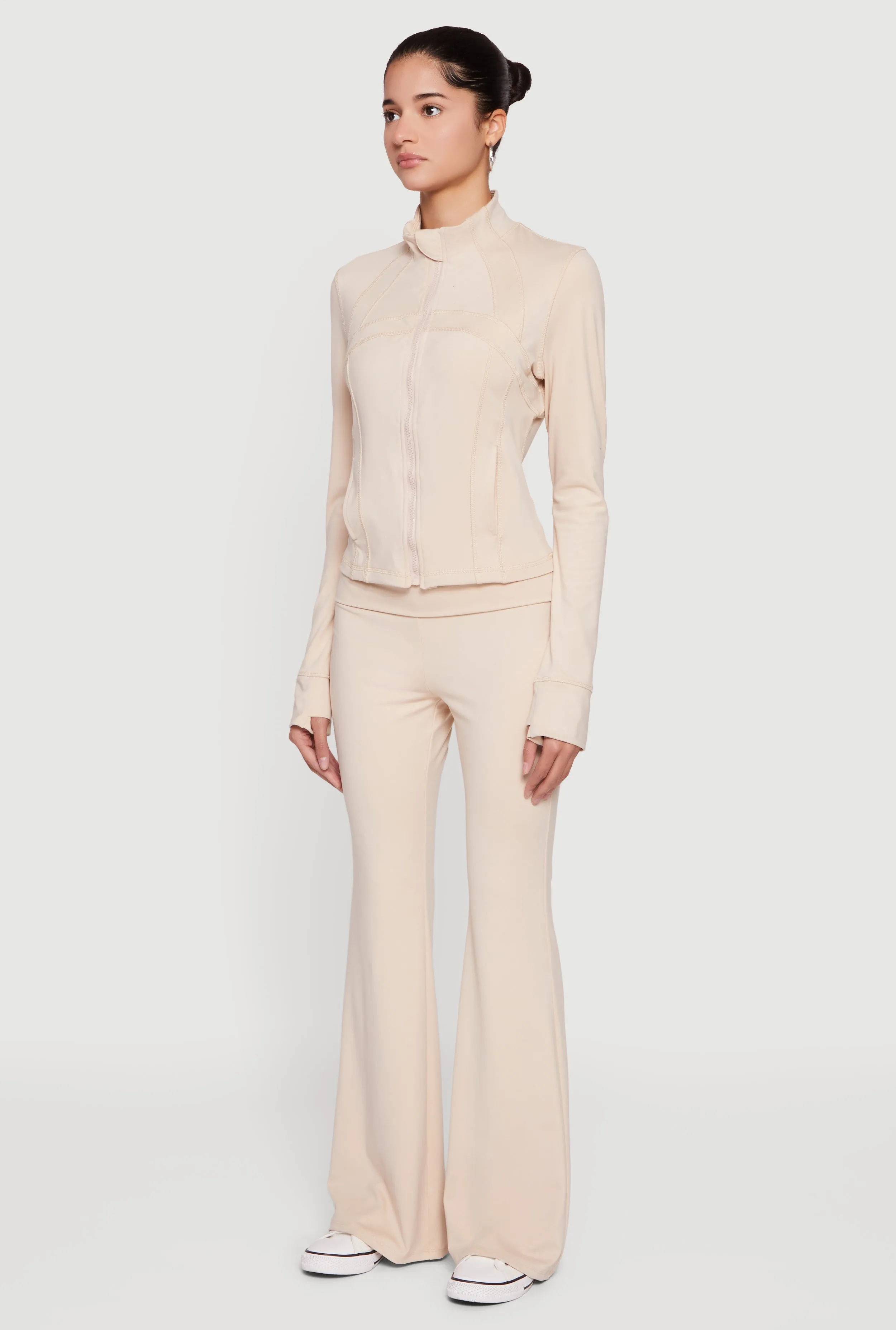 Solid Long Sleeve Mock Neck Zip Front Active Jacket sold by Rainbow product image thumbnail 5