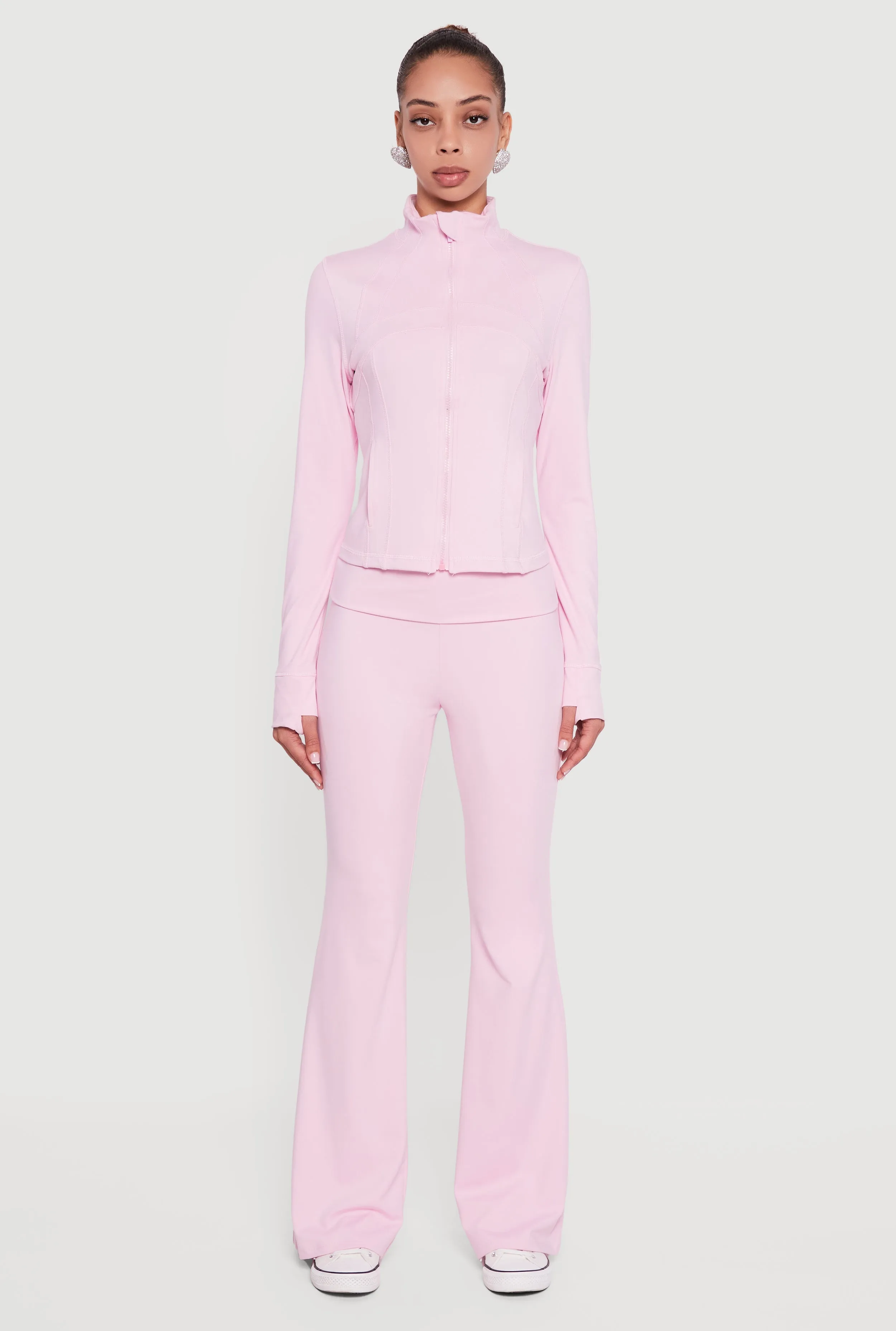 Solid Long Sleeve Mock Neck Zip Front Active Jacket sold by Rainbow product image thumbnail 3