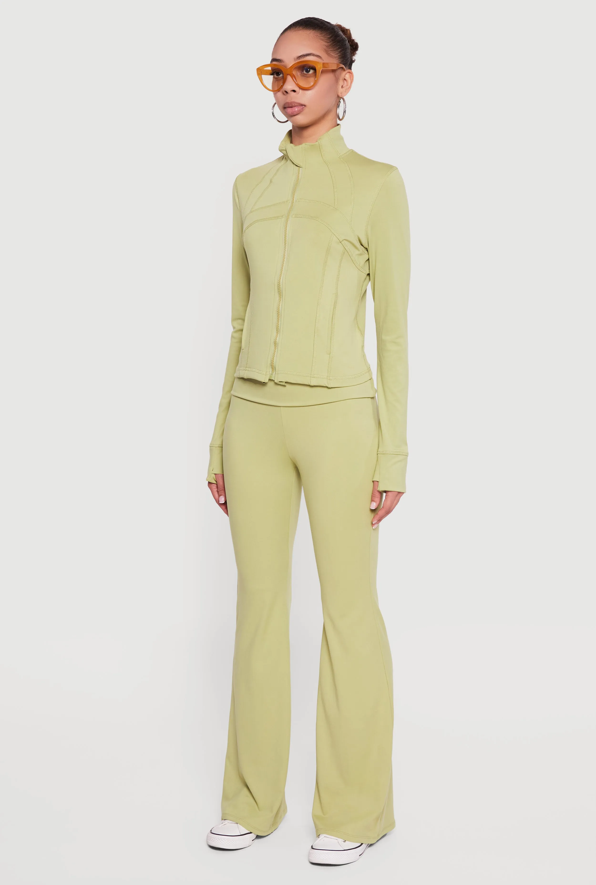 Solid Long Sleeve Mock Neck Zip Front Active Jacket sold by Rainbow product image thumbnail 5