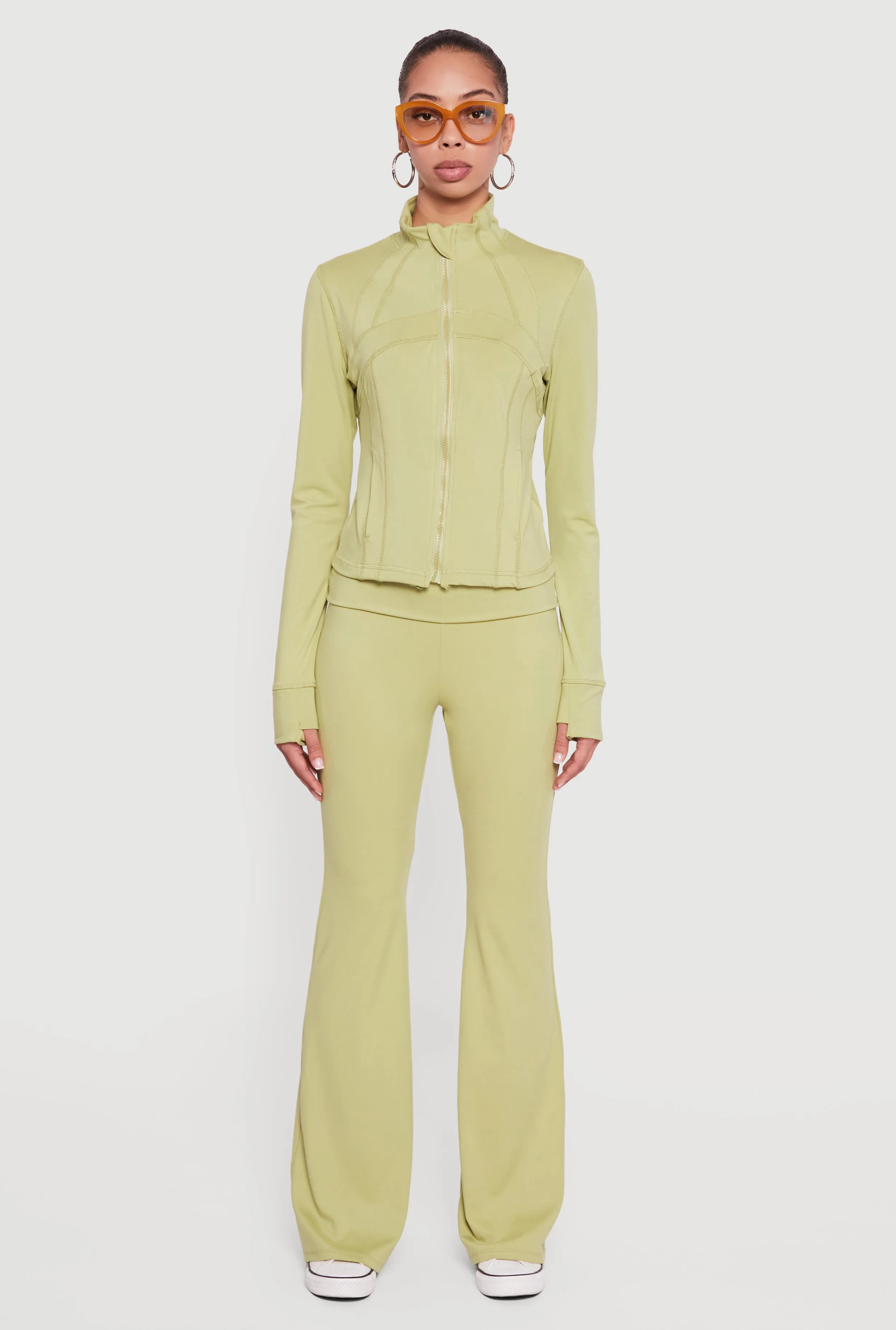 Solid Long Sleeve Mock Neck Zip Front Active Jacket sold by Rainbow product image thumbnail 3