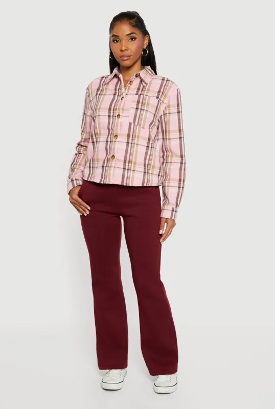 Sherpa Lined Plaid Button Front Shirt made by Rainbow