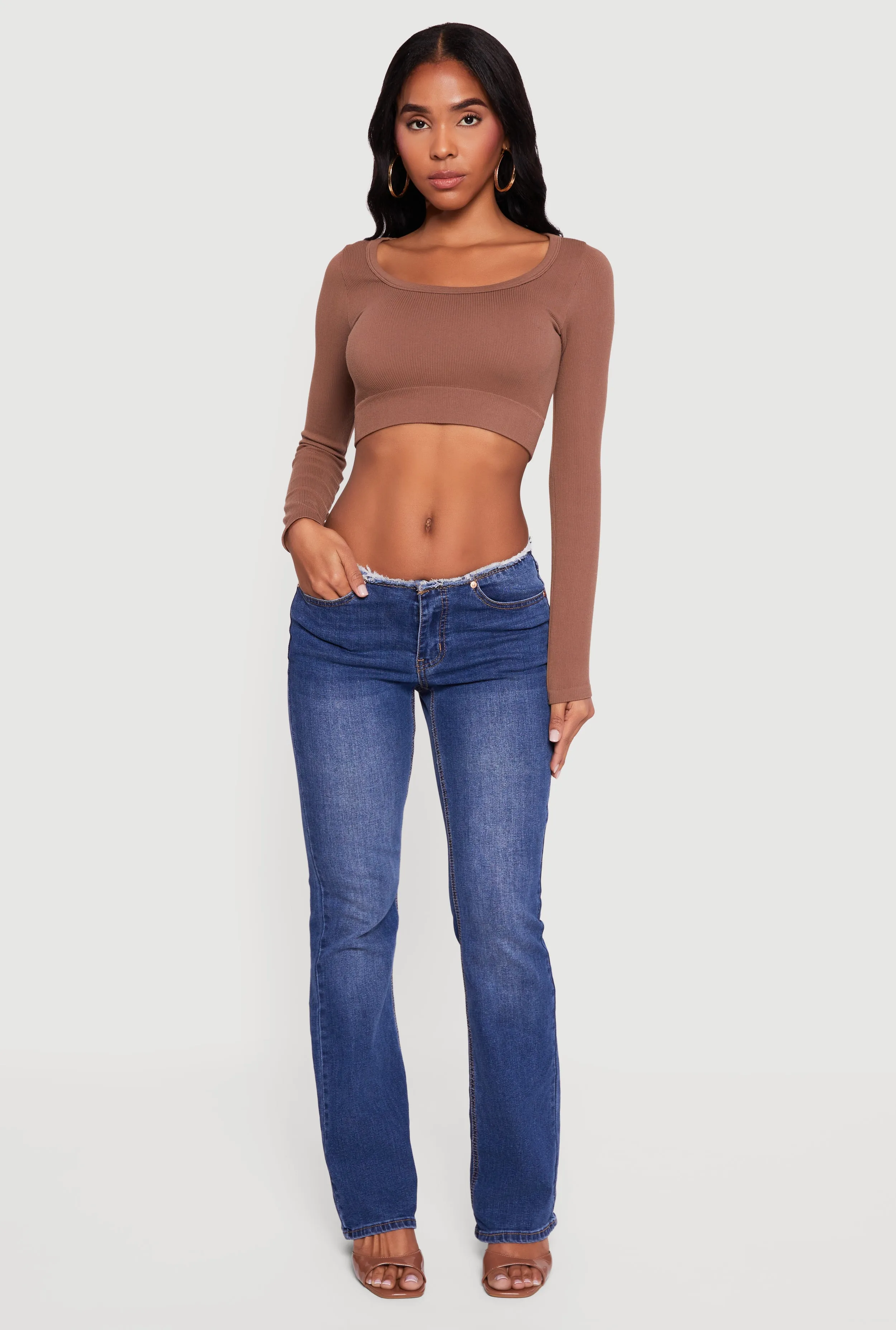 Almost Famous Frayed Waistband Slim Leg Jeans sold by Rainbow