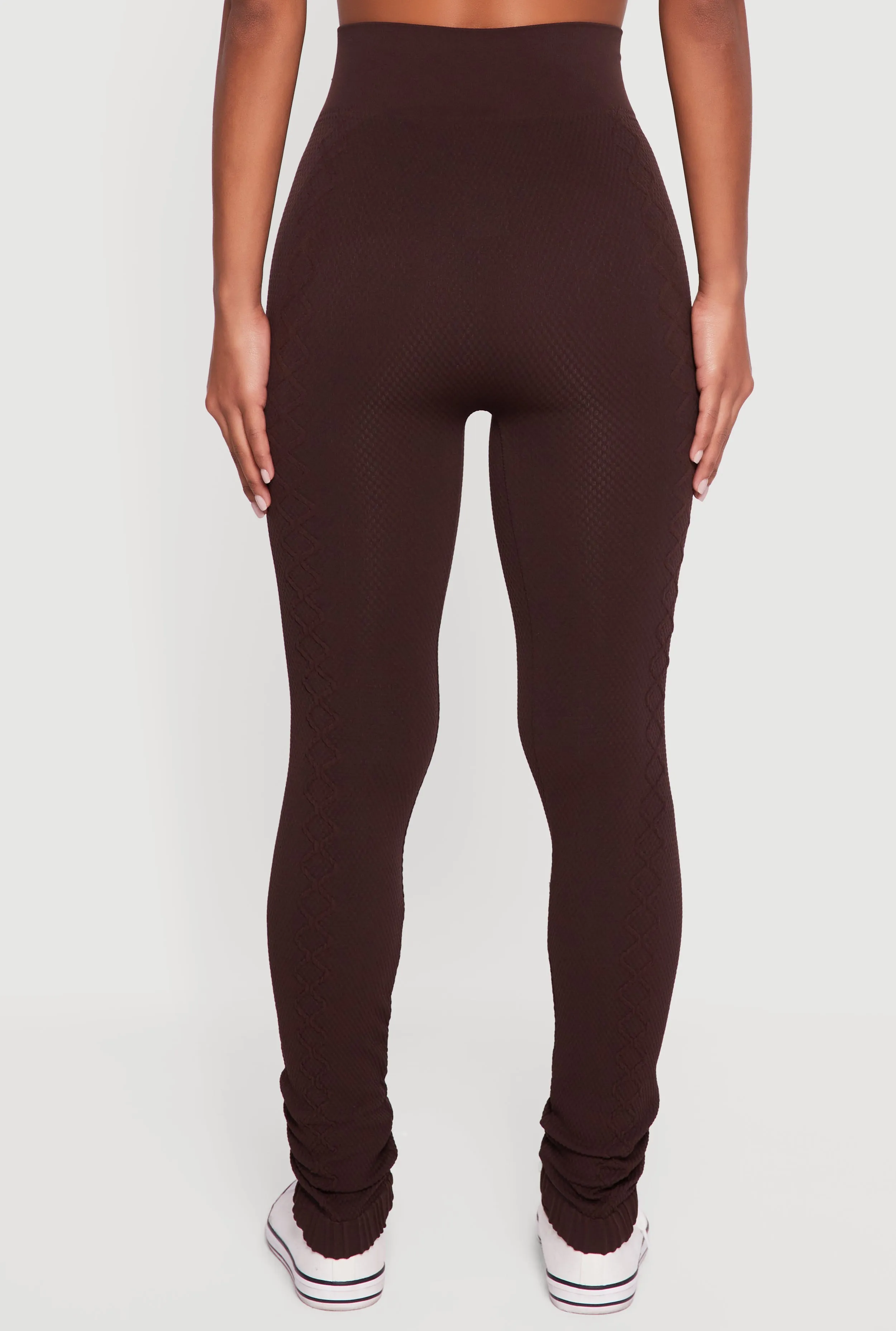 Seamless High Waisted Textured Knit Leggings sold by Rainbow product image thumbnail 5