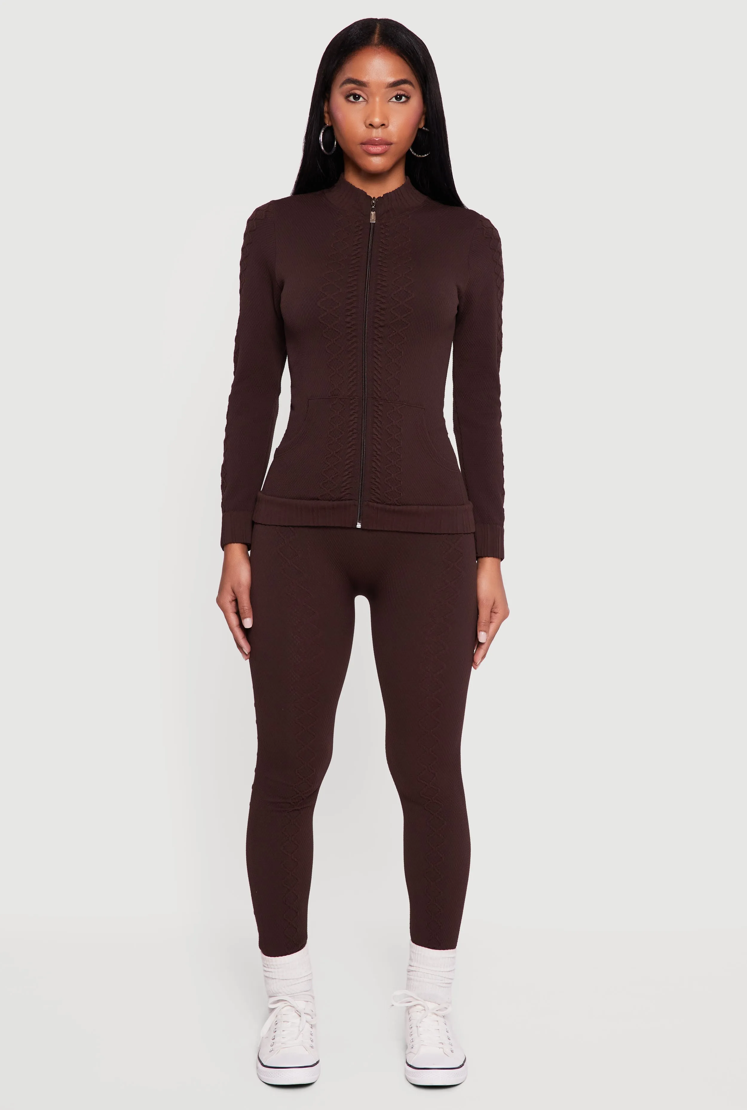 Seamless High Waisted Textured Knit Leggings sold by Rainbow product image thumbnail 2