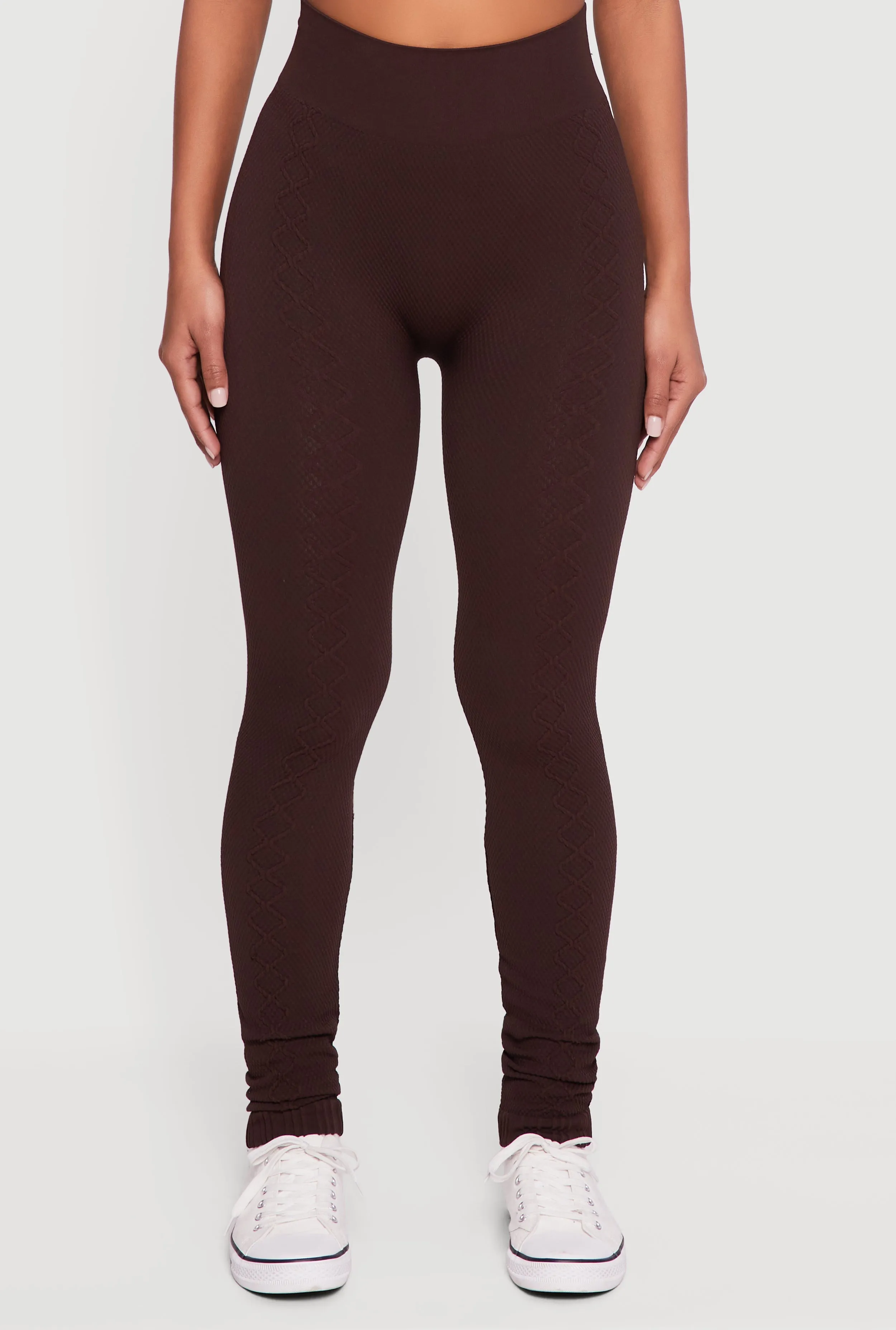 Seamless High Waisted Textured Knit Leggings sold by Rainbow product image thumbnail 3