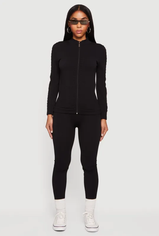 Seamless High Waisted Textured Knit Leggings sold by Rainbow