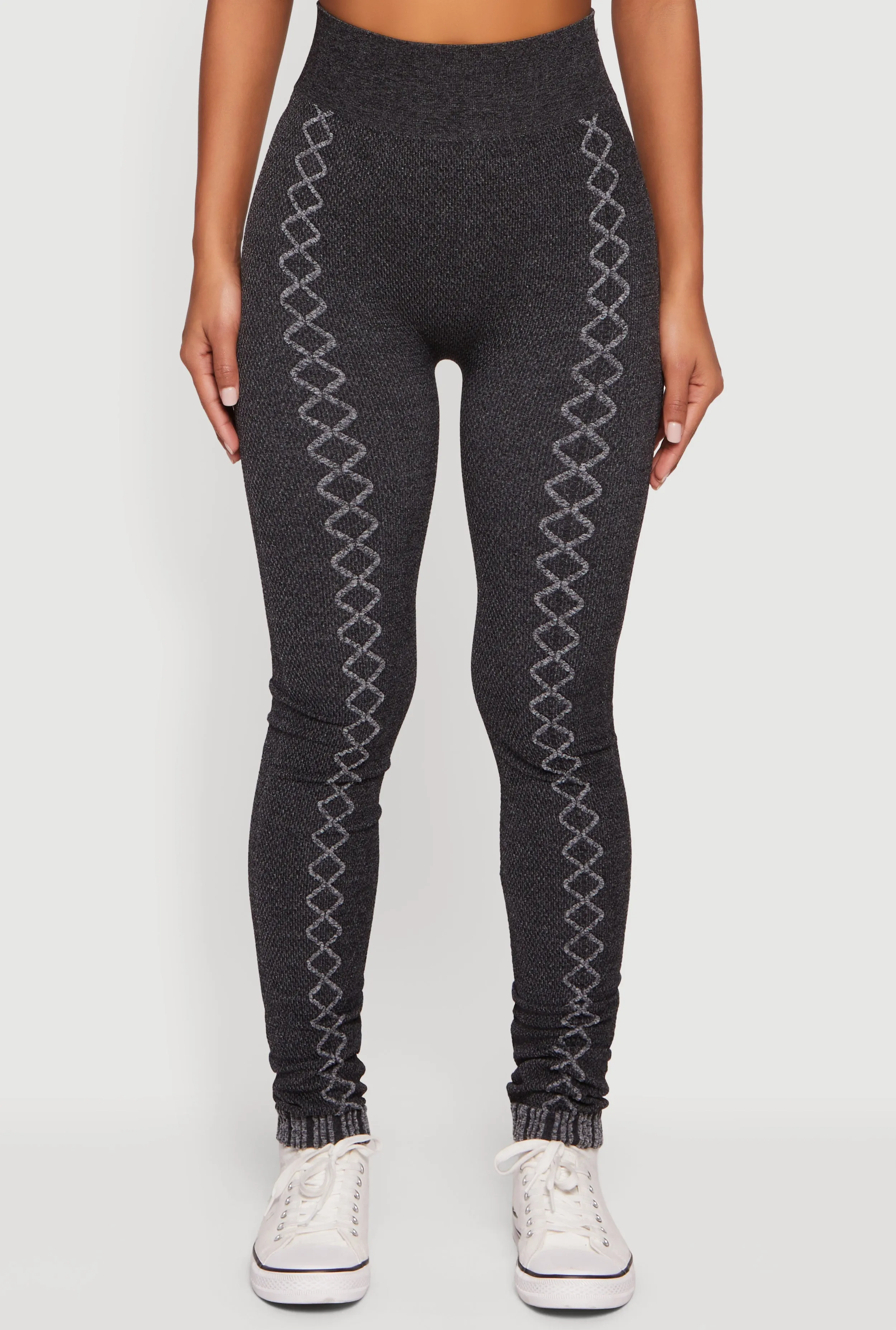 Seamless High Waisted Textured Knit Leggings sold by Rainbow product image thumbnail 3