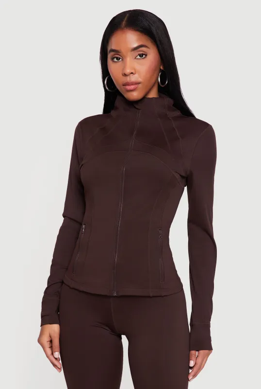 Zip Front Mock Neck Long Sleeve Track Jacket sold by Rainbow