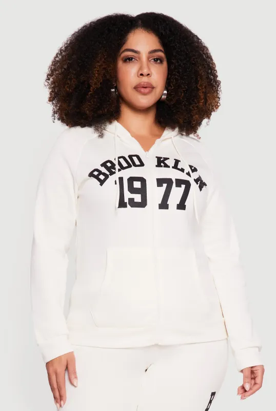 Plus Size Brooklyn 1977 Zip Front Hoodie sold by Rainbow