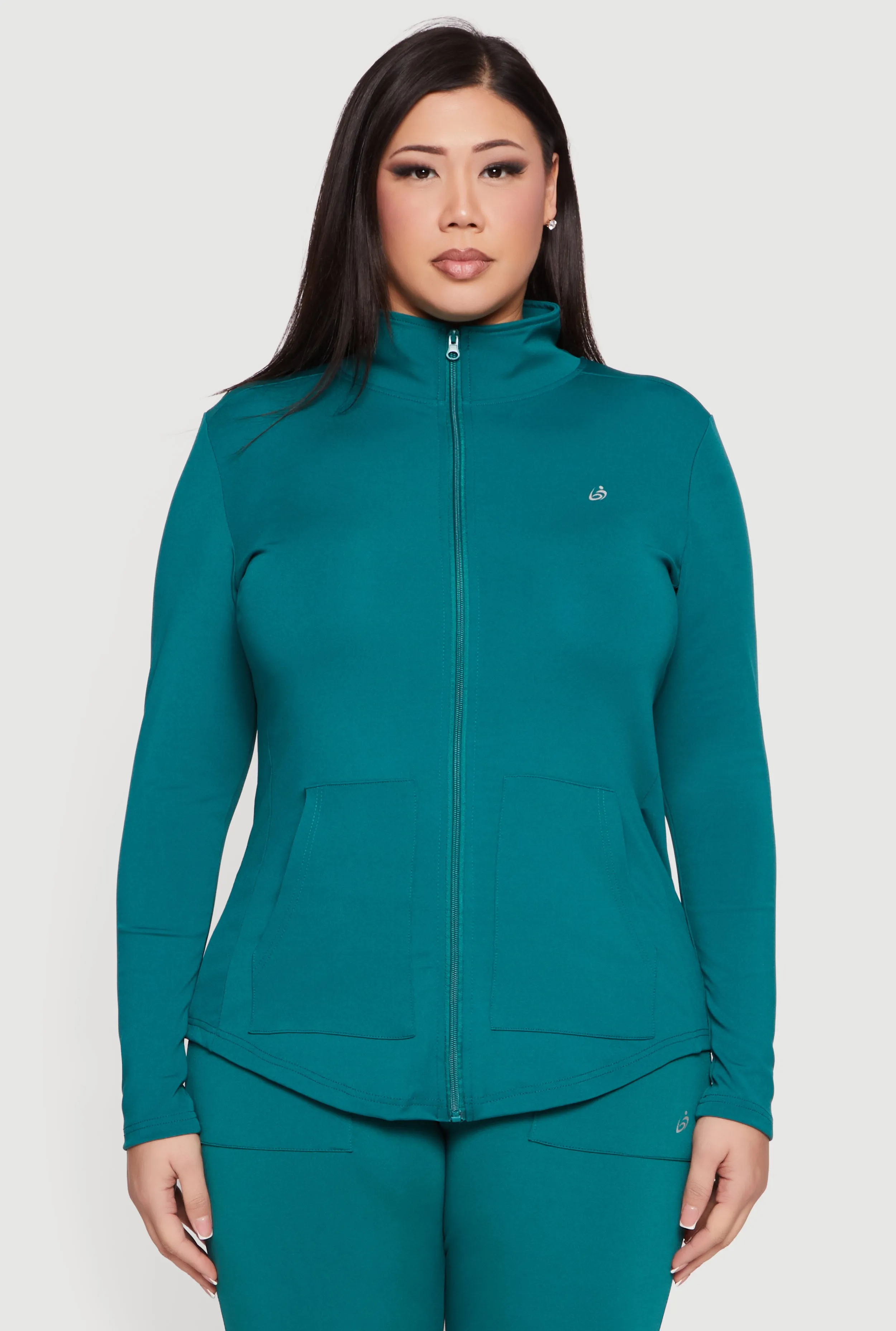 Plus Size Zip Front Mock Neck Track Jacket sold by Rainbow product image thumbnail 2