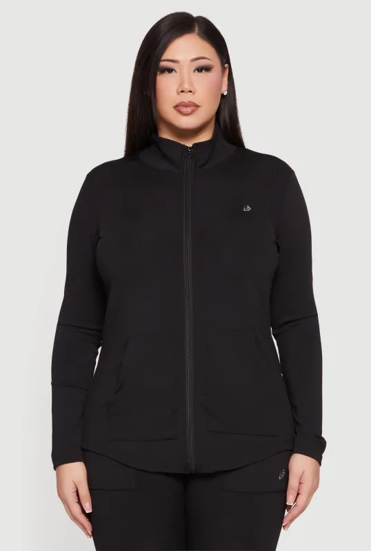 Plus Size Zip Front Mock Neck Track Jacket sold by Rainbow