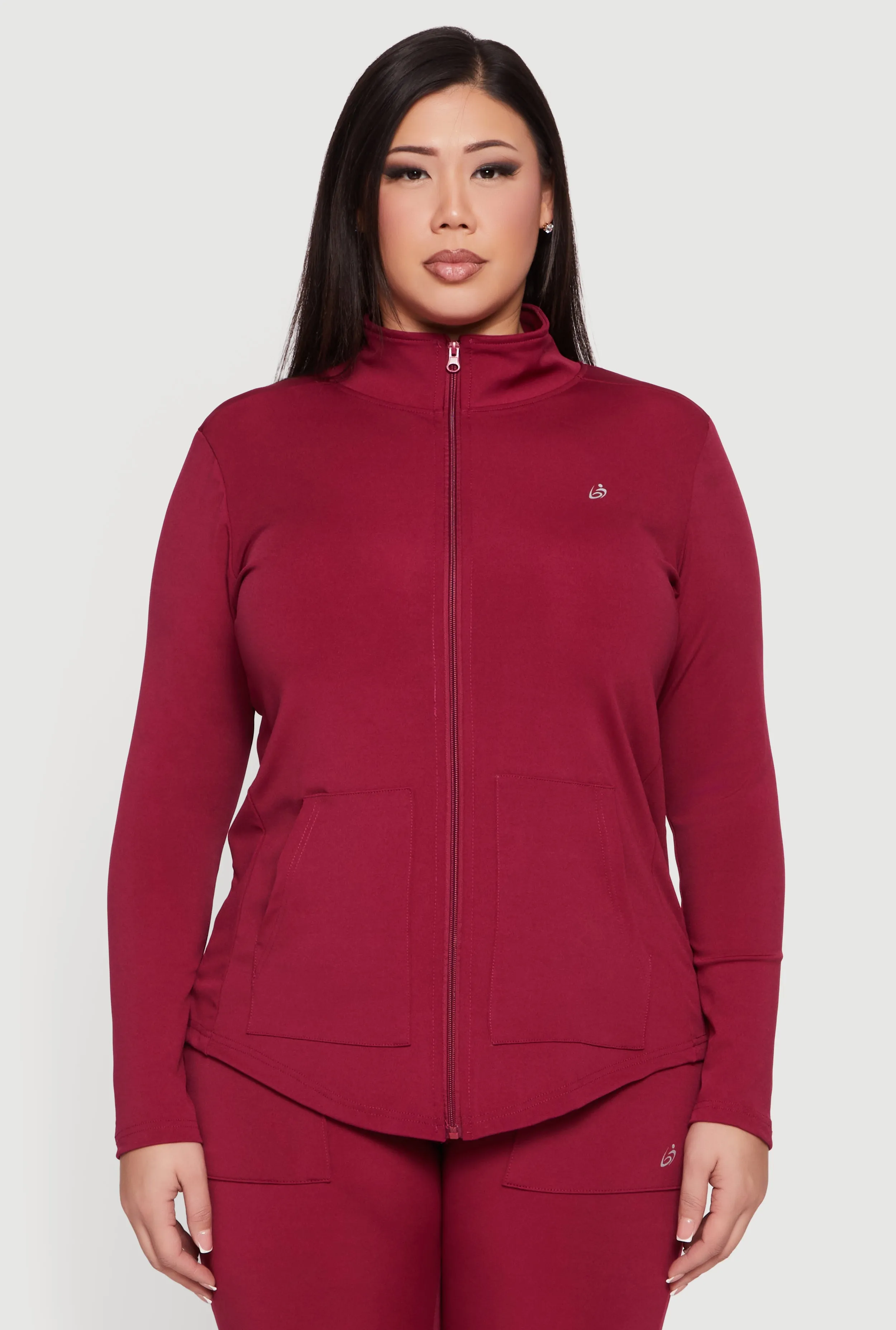 Plus Size Zip Front Mock Neck Track Jacket sold by Rainbow product image thumbnail 4