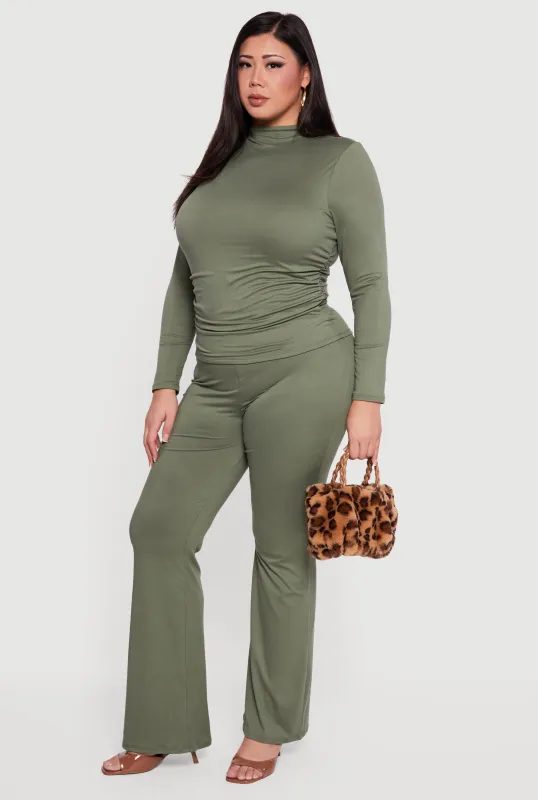 Plus Size Soft Knit Pull On Flare Leg Pants sold by Rainbow