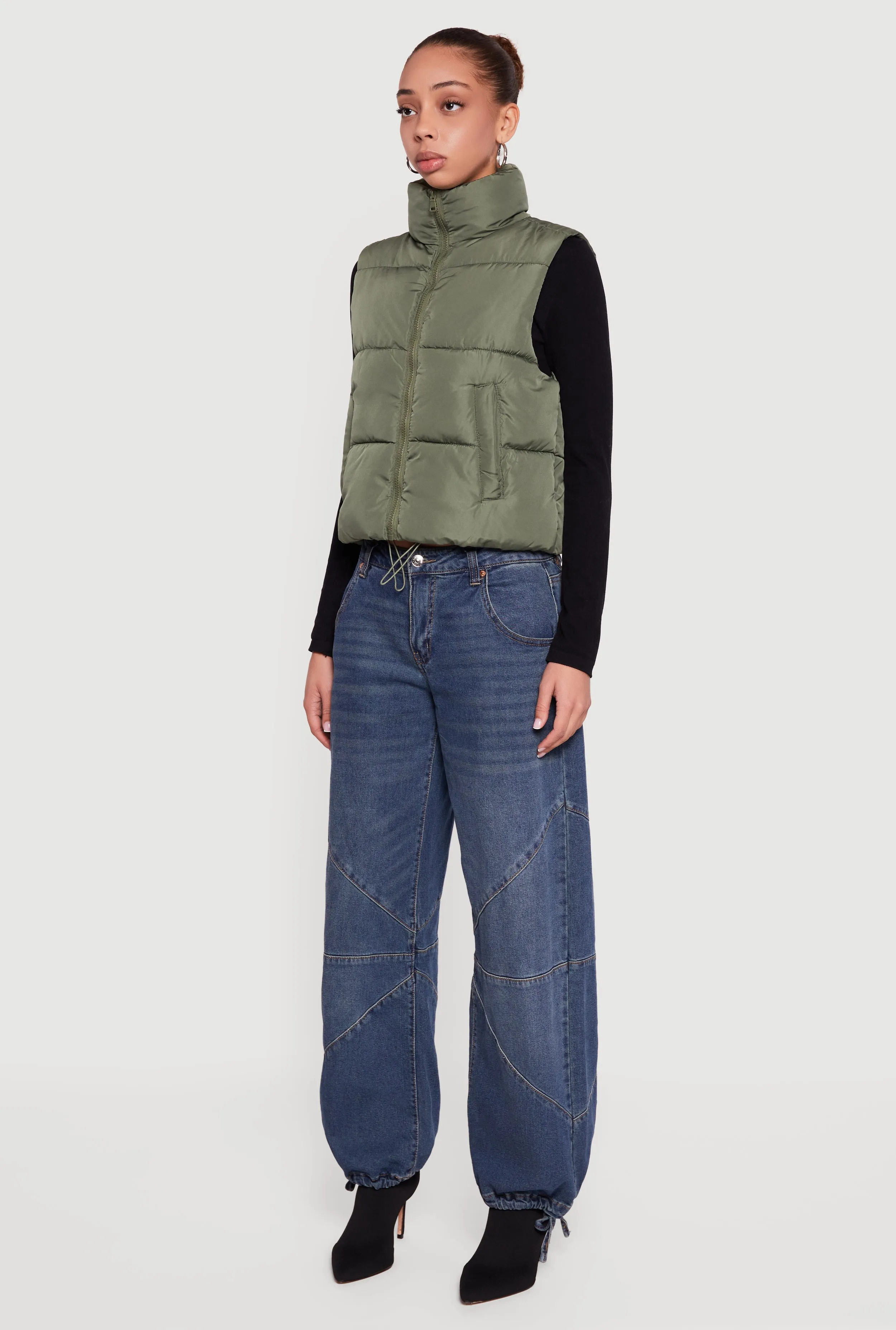 Almost Famous Mock Neck Zip Front Puffer Vest sold by Rainbow product image thumbnail 5