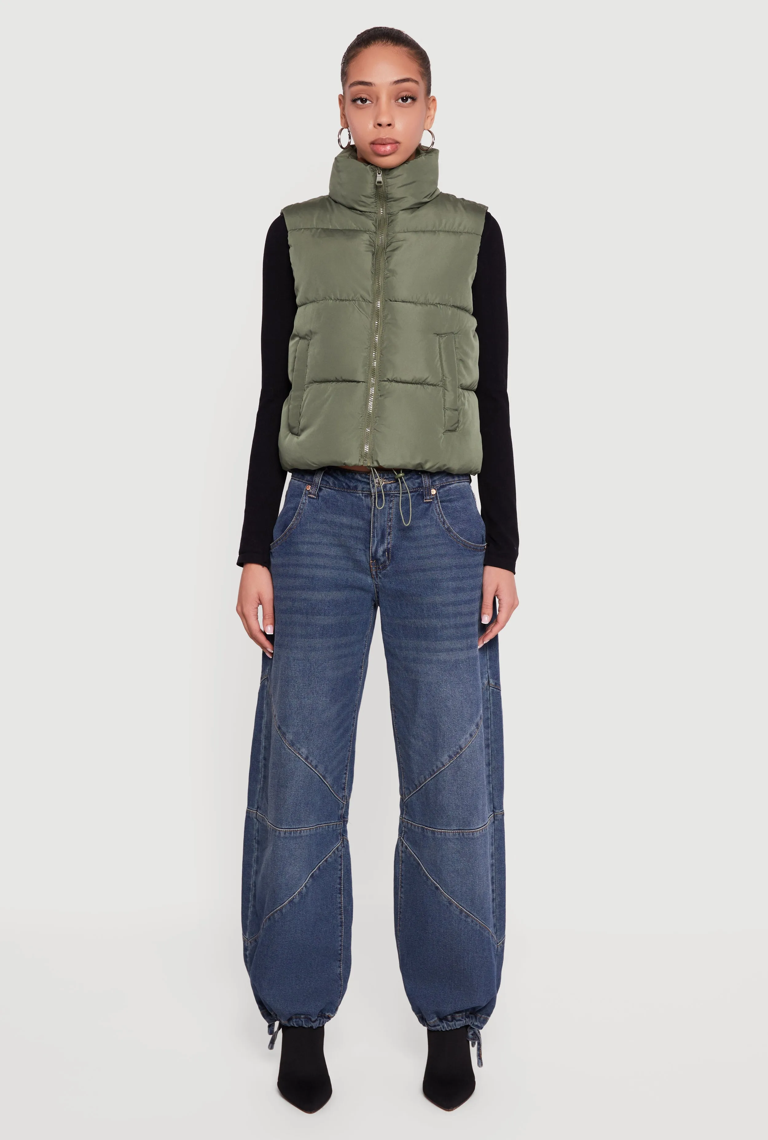 Almost Famous Mock Neck Zip Front Puffer Vest sold by Rainbow product image thumbnail 3