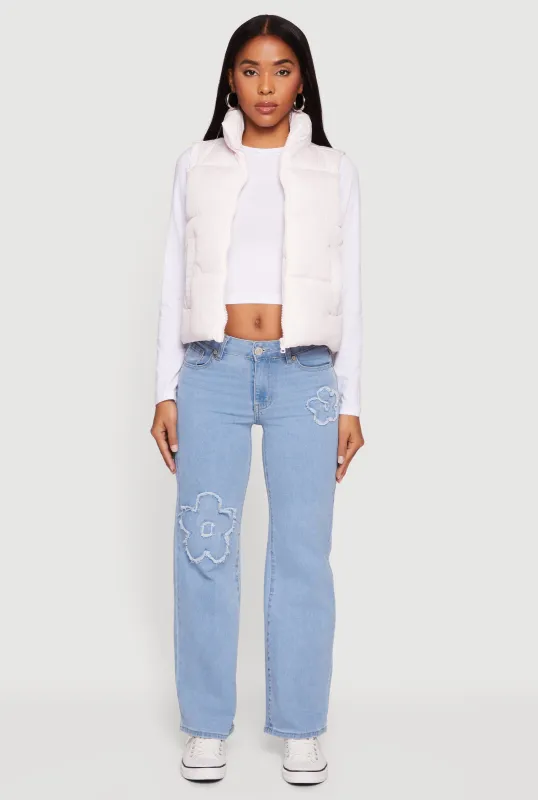 Almost Famous Mock Neck Zip Front Puffer Vest sold by Rainbow