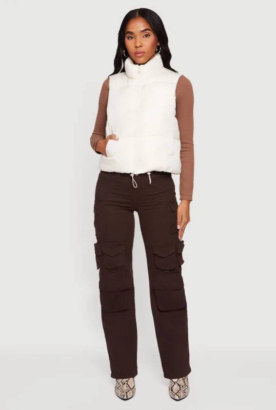 Almost Famous Mock Neck Zip Front Puffer Vest sold by Rainbow