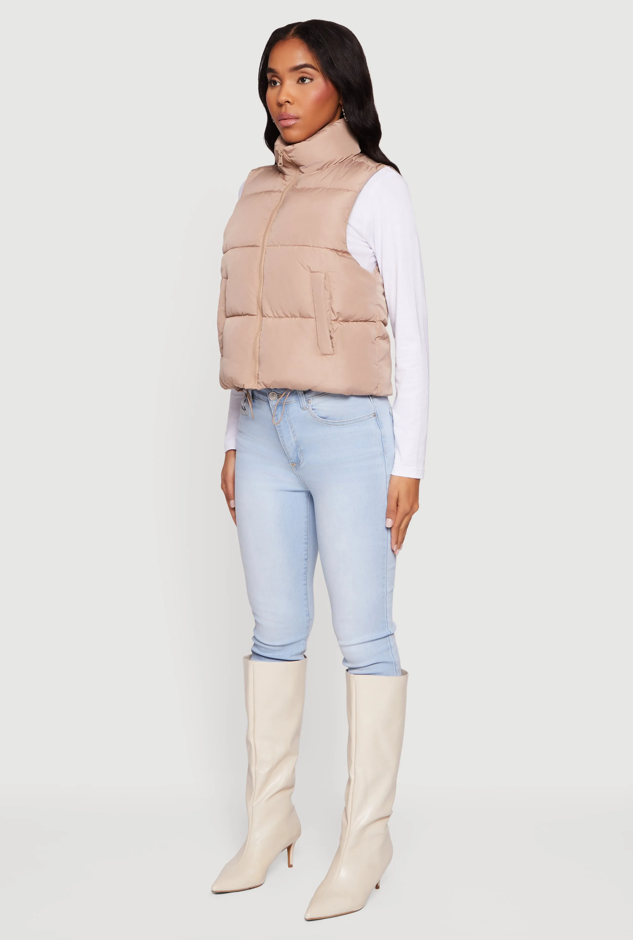 Almost Famous Mock Neck Zip Front Puffer Vest sold by Rainbow product image thumbnail 5
