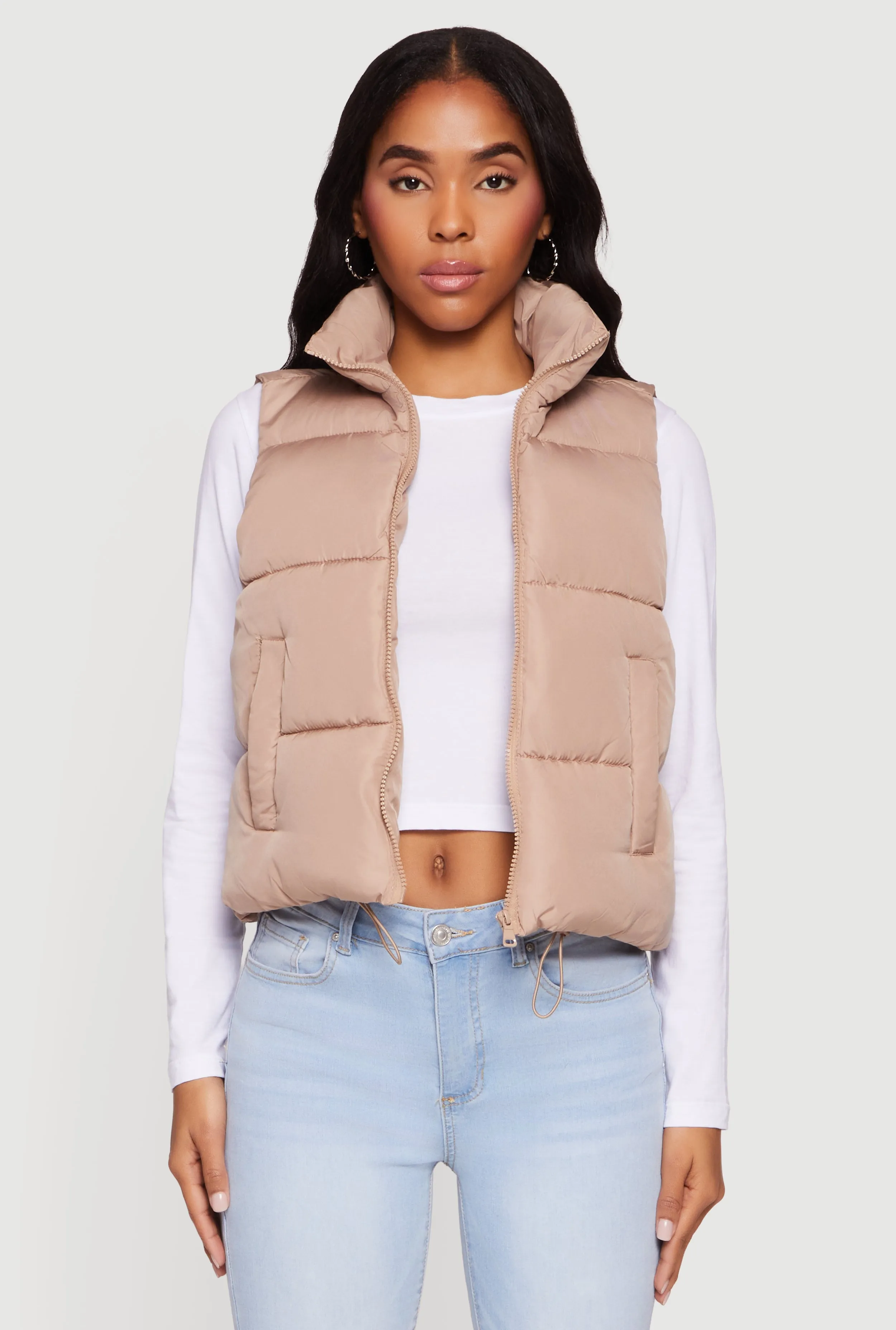 Almost Famous Mock Neck Zip Front Puffer Vest sold by Rainbow product image thumbnail 2