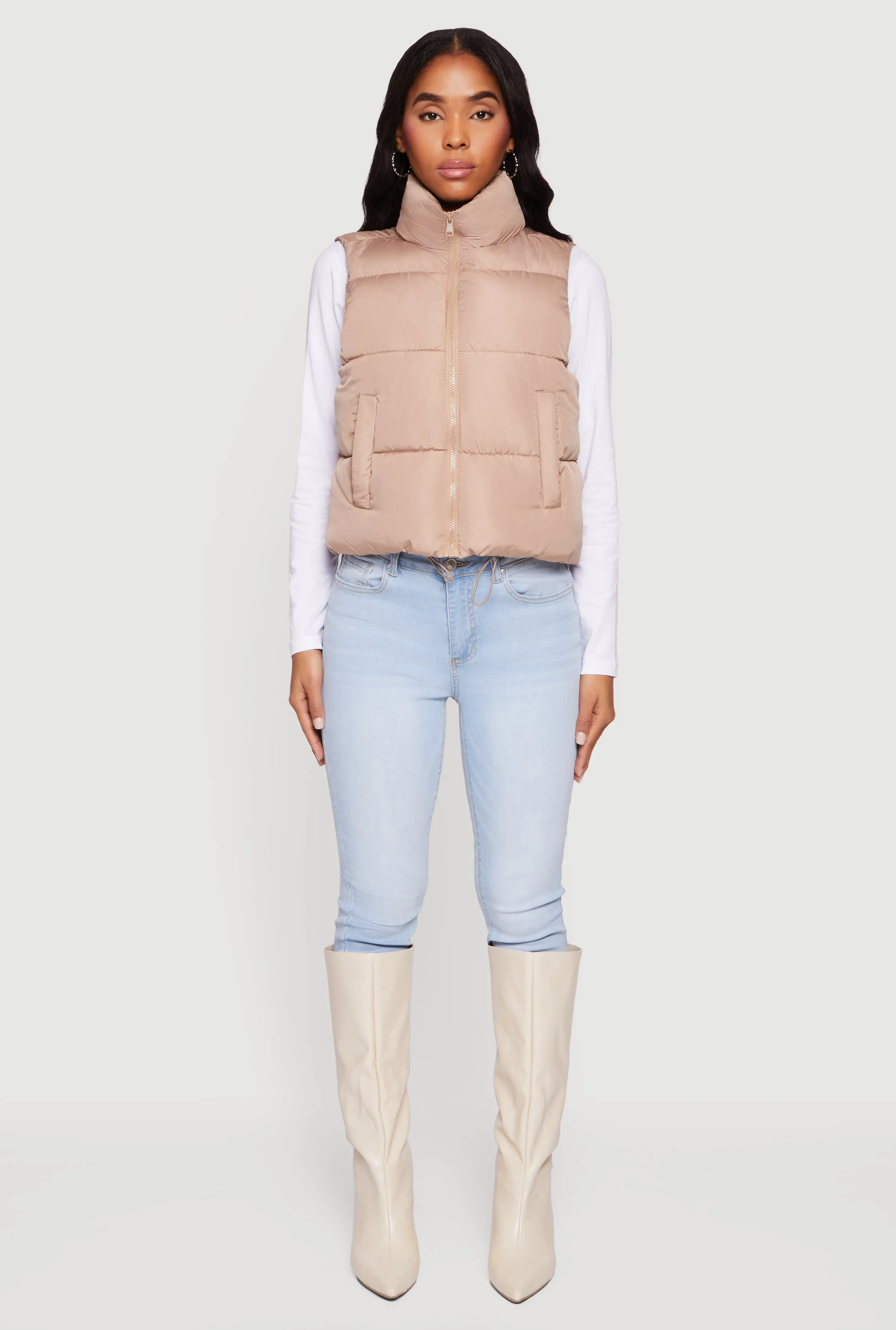 Almost Famous Mock Neck Zip Front Puffer Vest sold by Rainbow product image thumbnail 3
