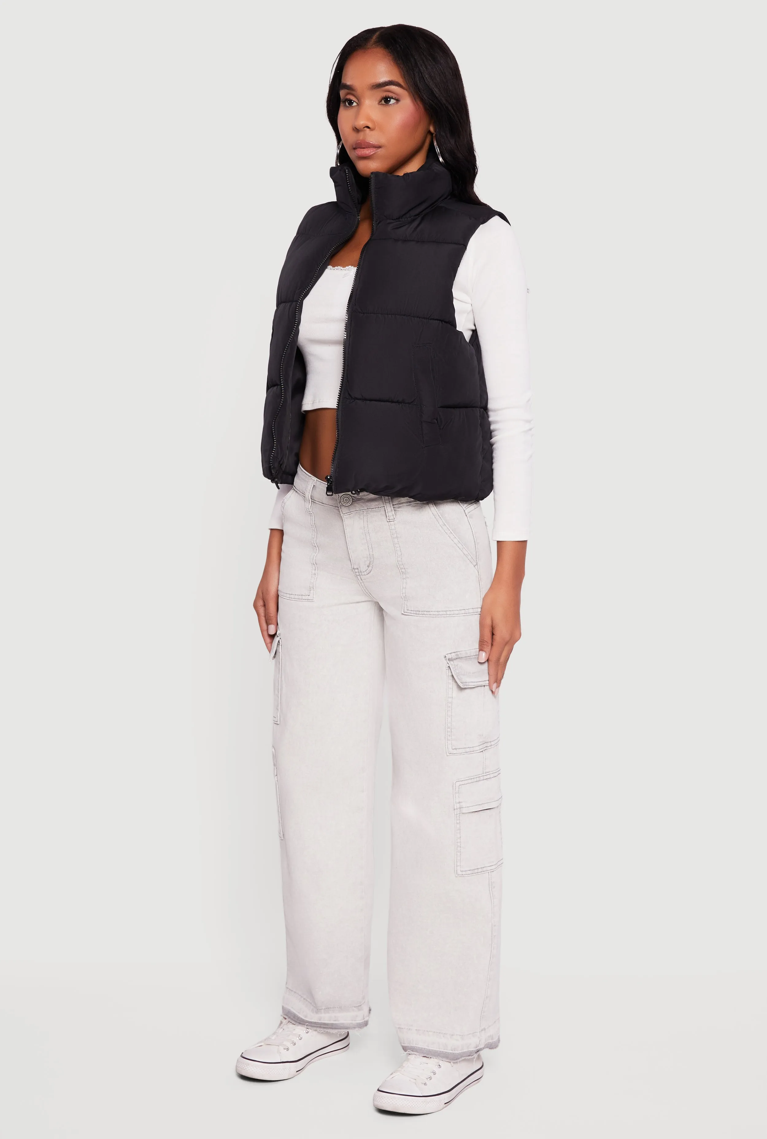 Almost Famous Mock Neck Zip Front Puffer Vest sold by Rainbow product image thumbnail 5