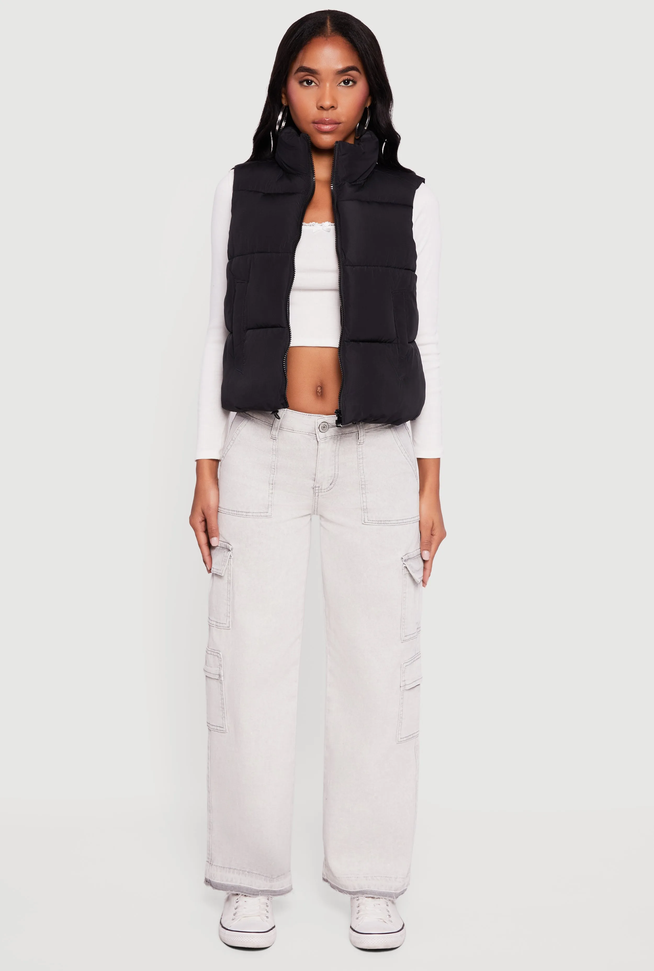 Almost Famous Mock Neck Zip Front Puffer Vest sold by Rainbow product image thumbnail 2