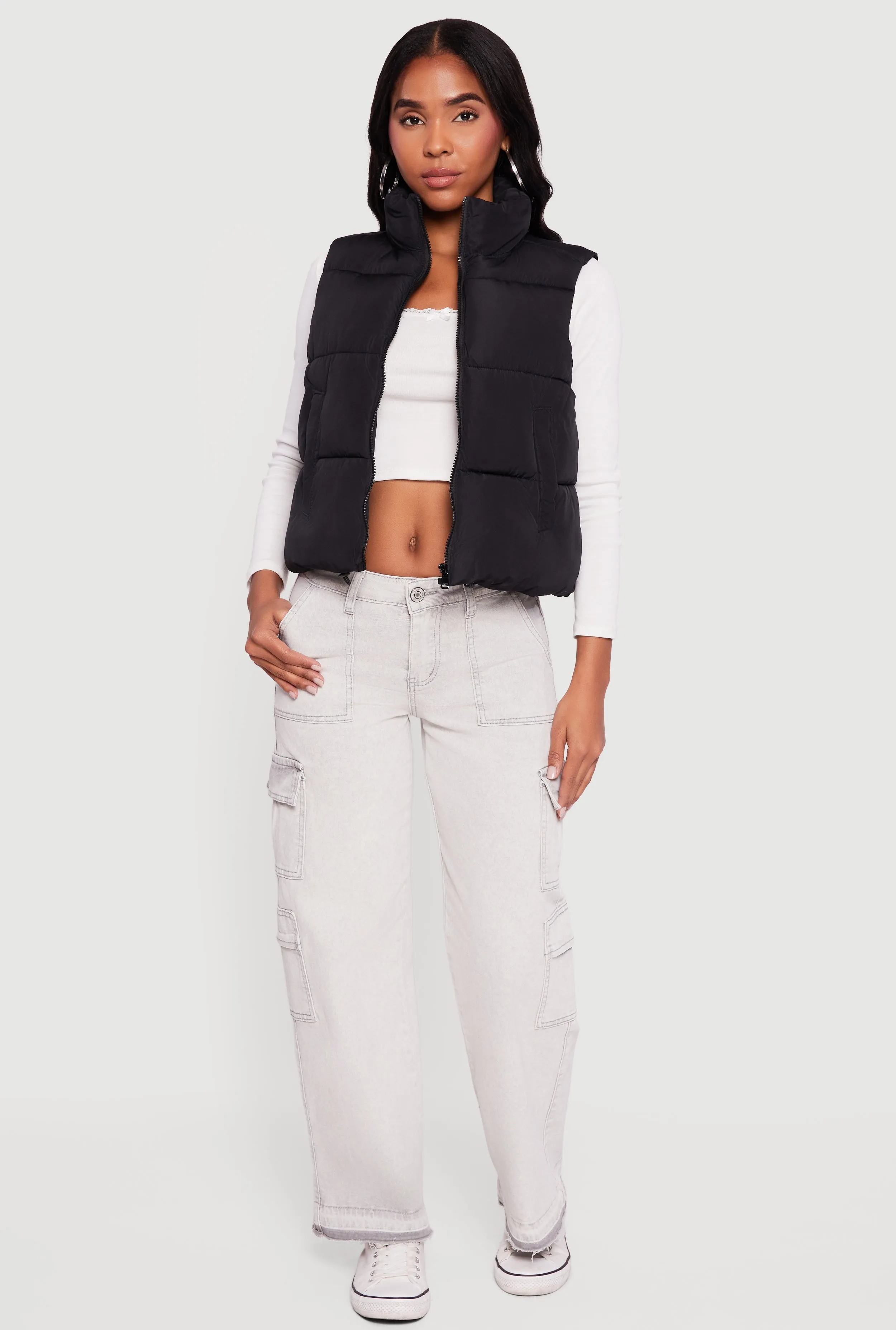 Almost Famous Mock Neck Zip Front Puffer Vest sold by Rainbow product image thumbnail 3