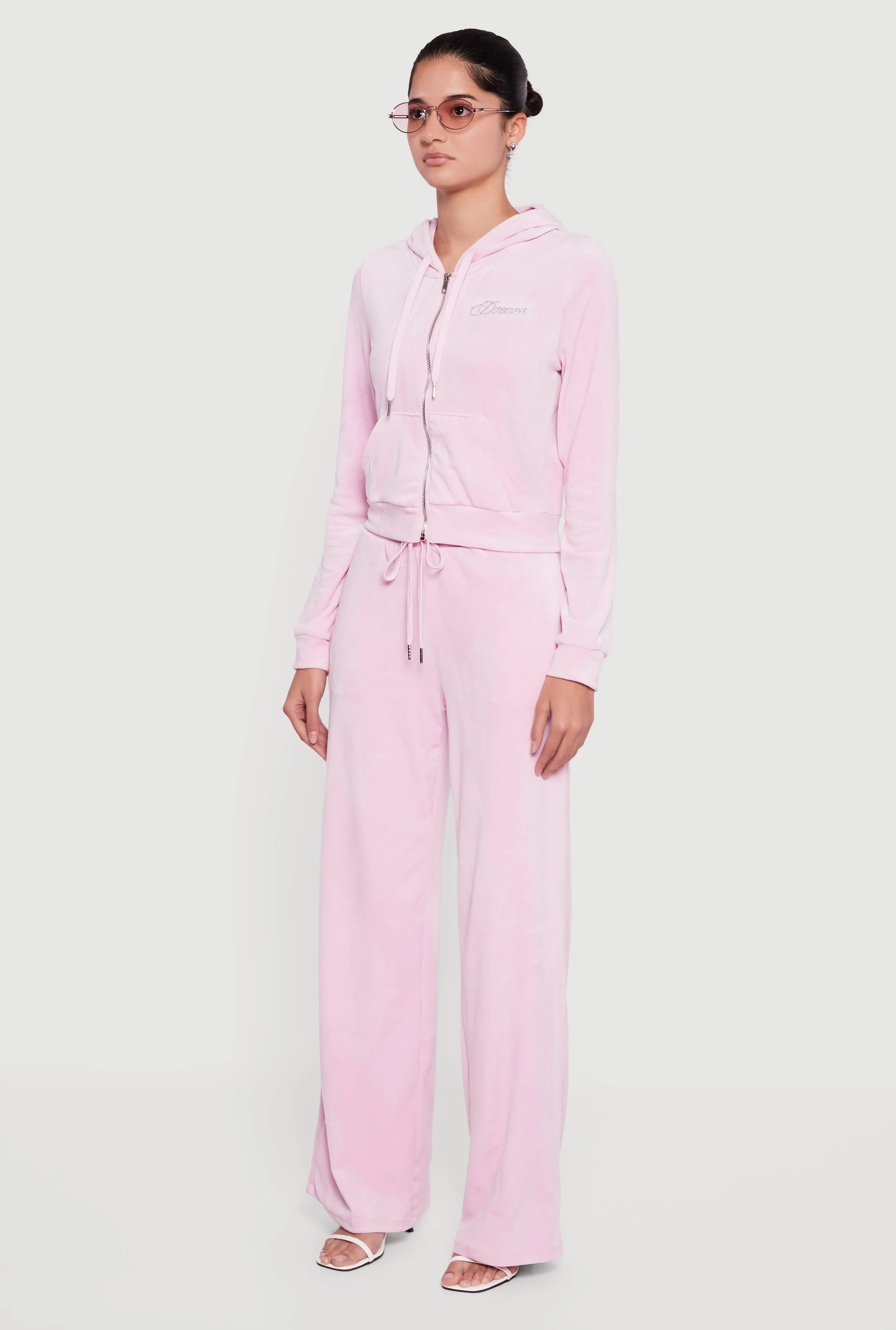 Velour Rhinestone Dream Graphic Zip Front Hoodie sold by Rainbow product image thumbnail 5