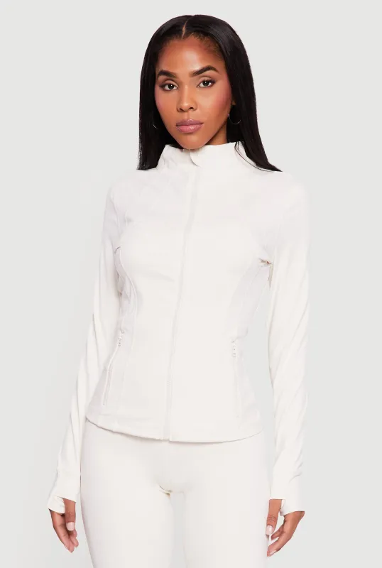 Zip Front Mock Neck Long Sleeve Track Jacket sold by Rainbow