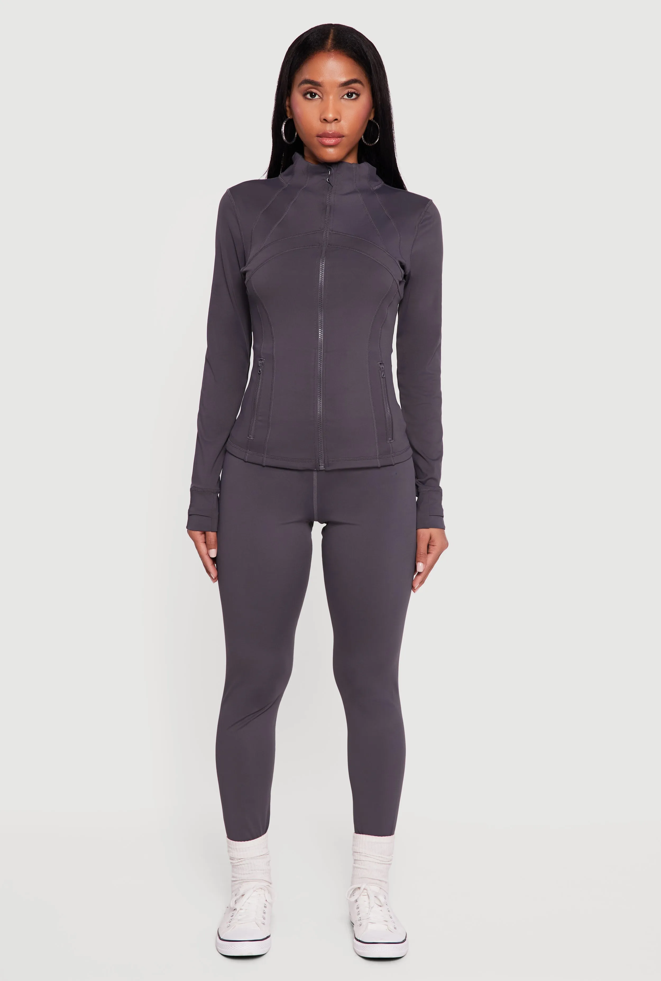 Zip Front Mock Neck Long Sleeve Track Jacket sold by Rainbow product image thumbnail 3