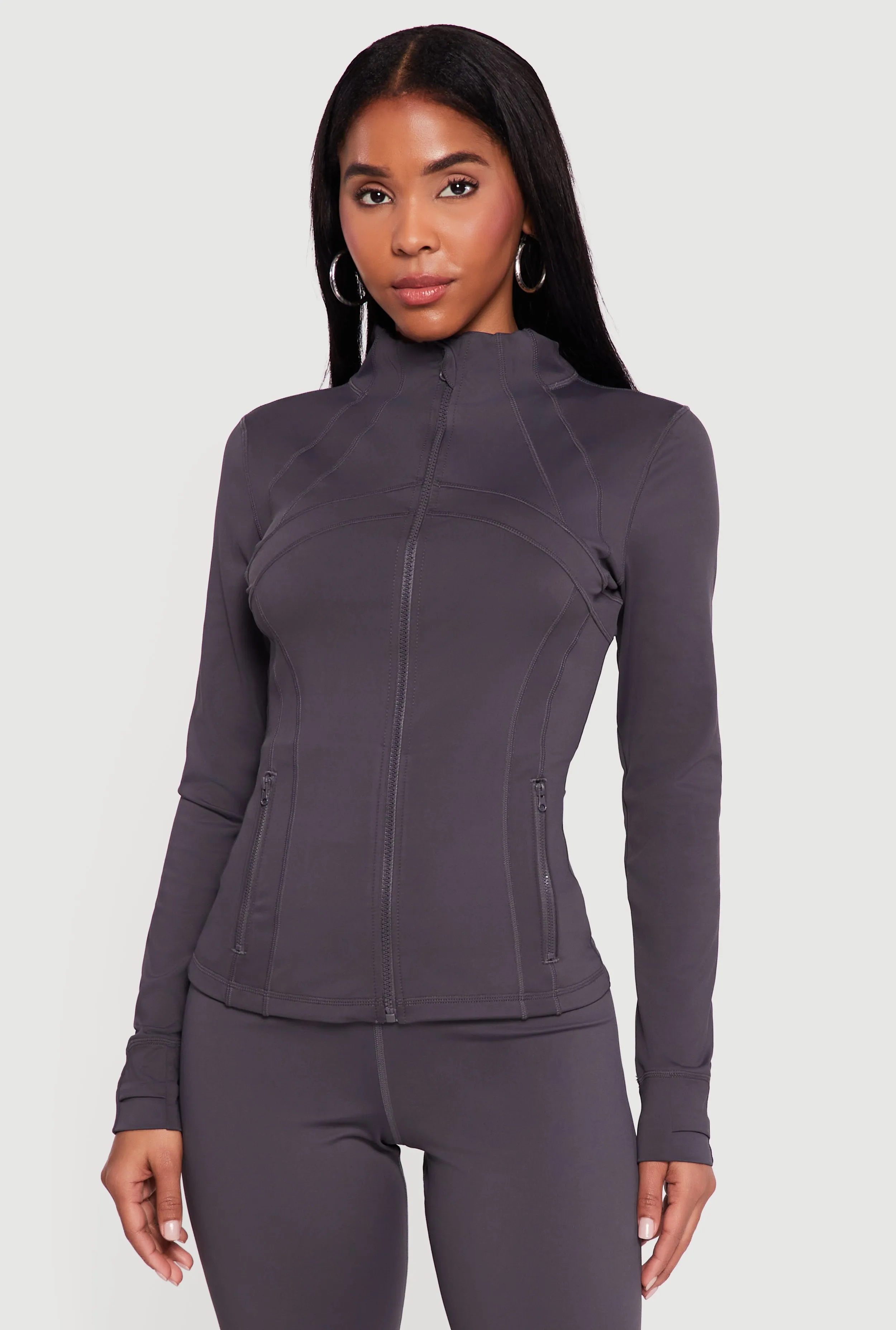 Zip Front Mock Neck Long Sleeve Track Jacket sold by Rainbow