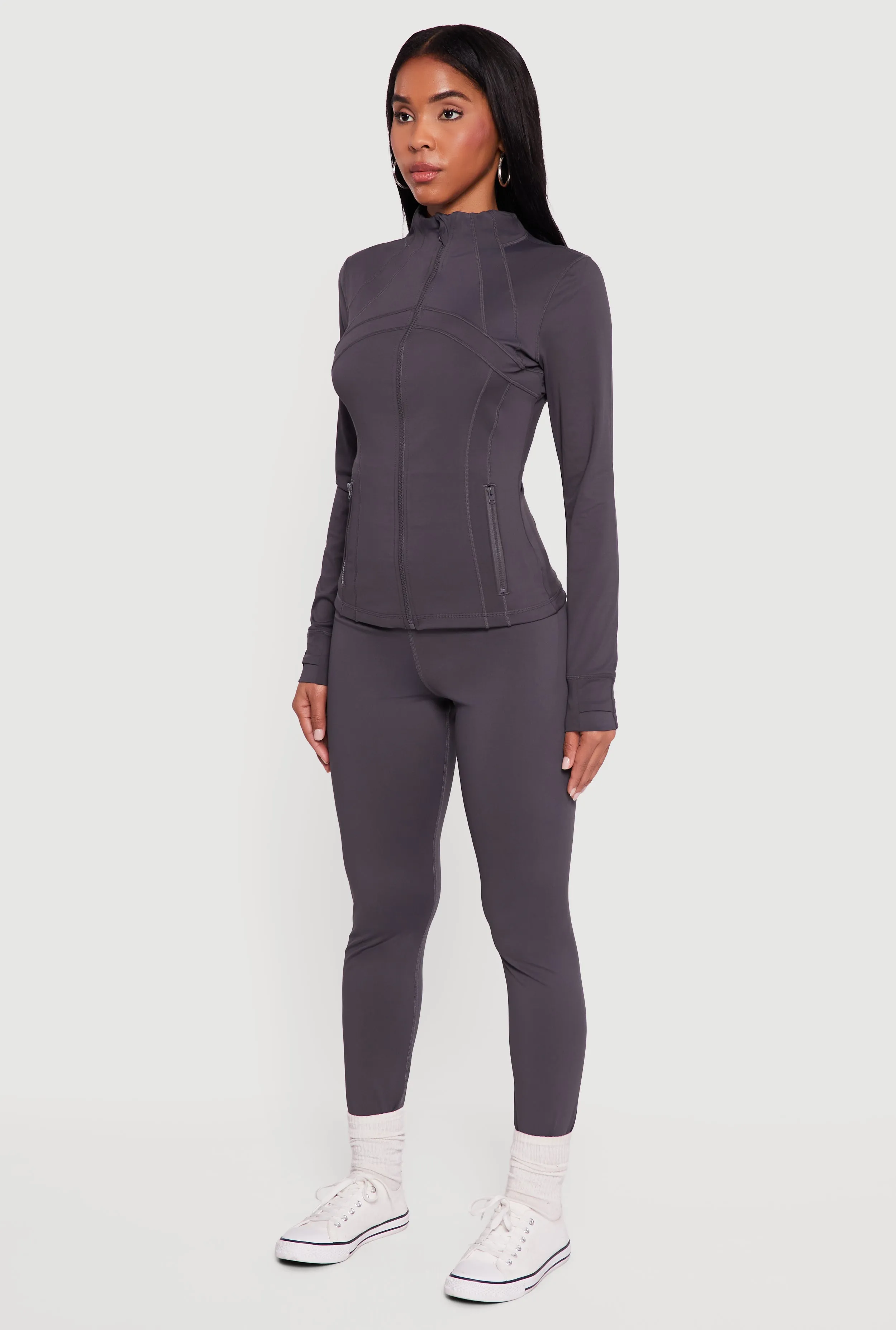 Zip Front Mock Neck Long Sleeve Track Jacket sold by Rainbow product image thumbnail 5