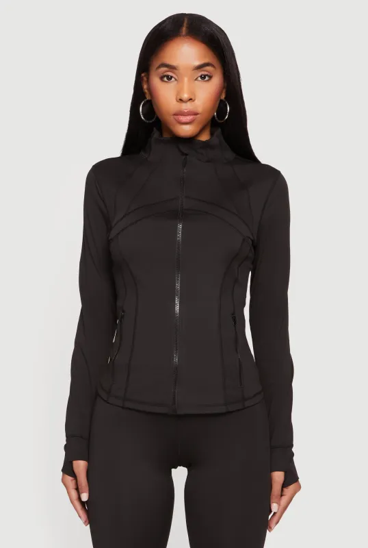 Zip Front Mock Neck Long Sleeve Track Jacket sold by Rainbow