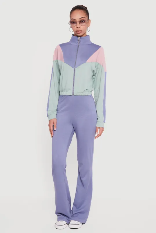 Solid High Waisted Pull On Flare Leg Pants sold by Rainbow