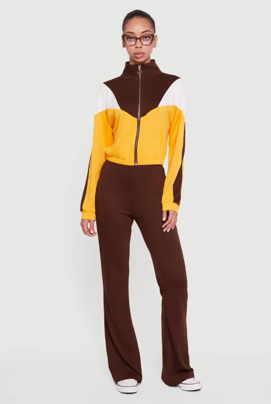 Solid High Waisted Pull On Flare Leg Pants sold by Rainbow