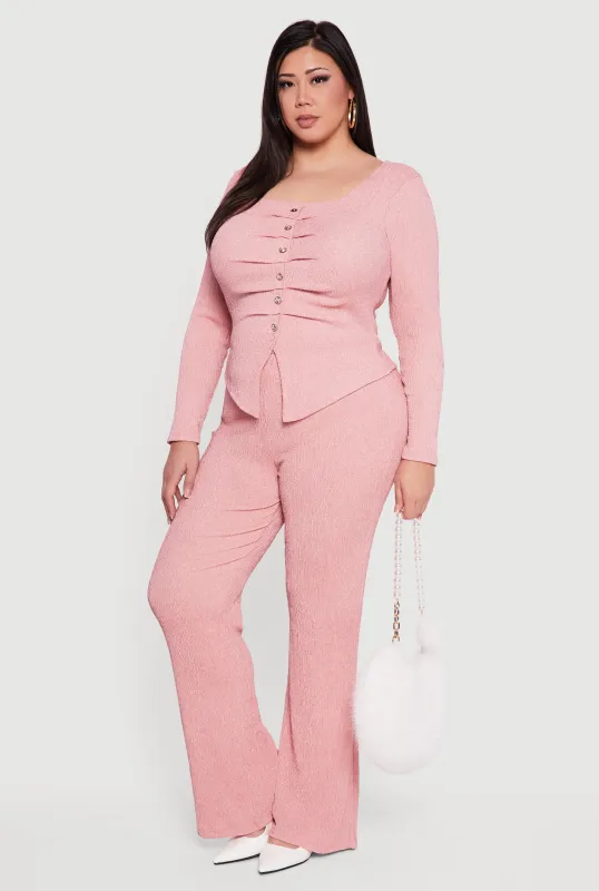 Plus Size Textured Knit Pull On Pants sold by Rainbow