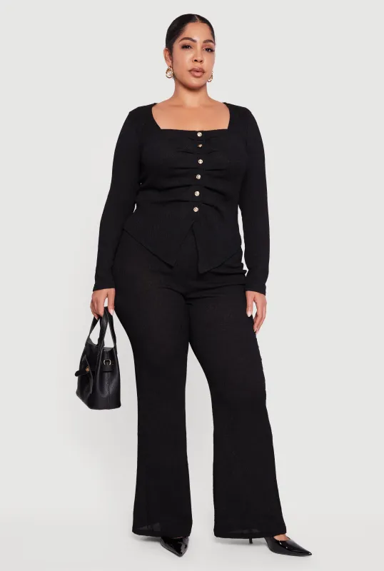 Plus Size Textured Knit Pull On Pants sold by Rainbow