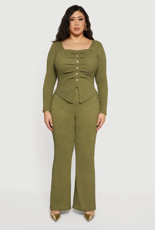 Plus Size Textured Knit Pull On Pants sold by Rainbow