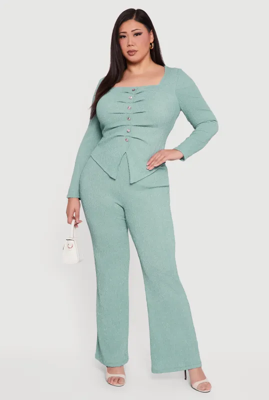 Plus Size Textured Knit Pull On Pants sold by Rainbow