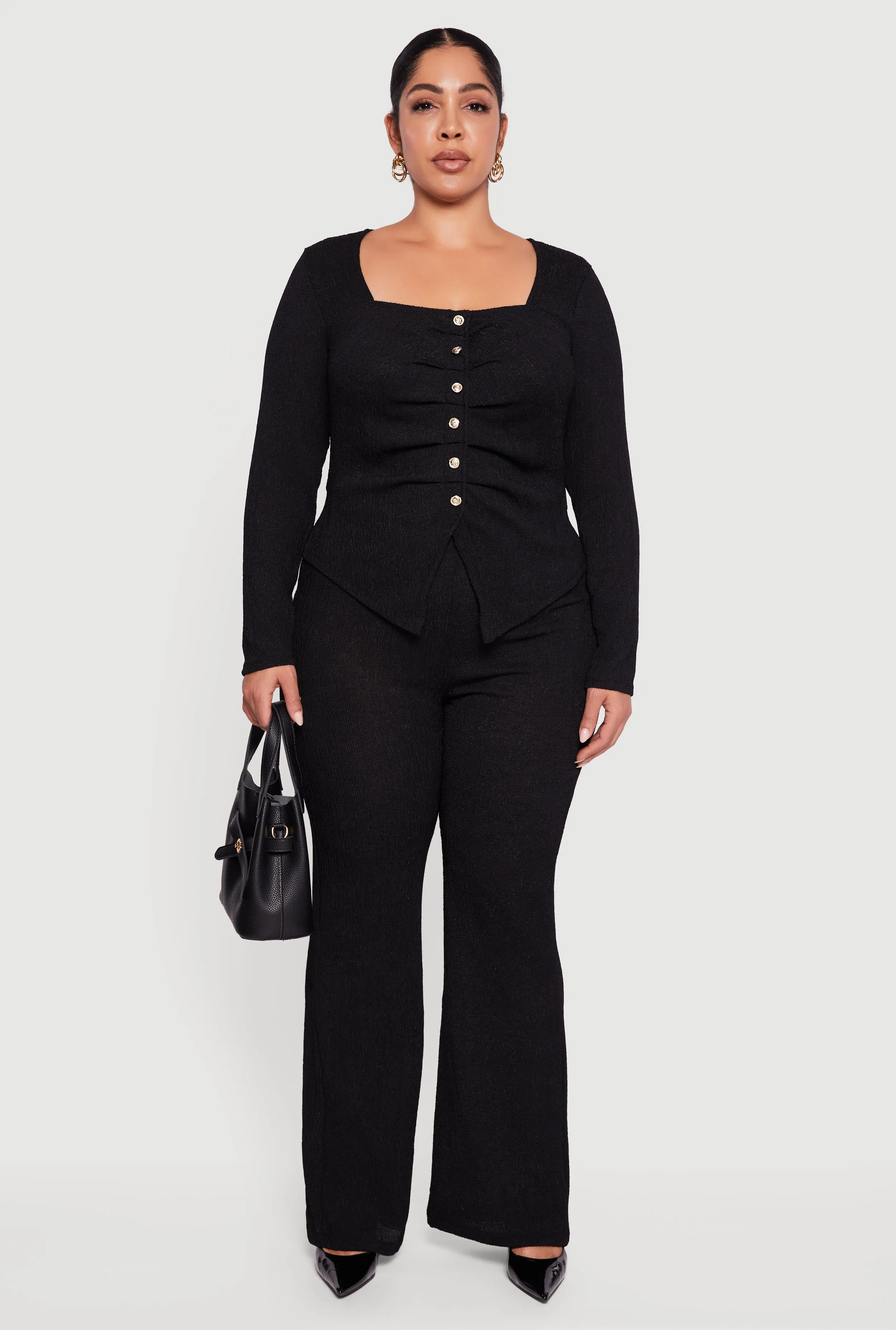 Plus Size Textured Knit Pull On Pants sold by Rainbow product image thumbnail 2