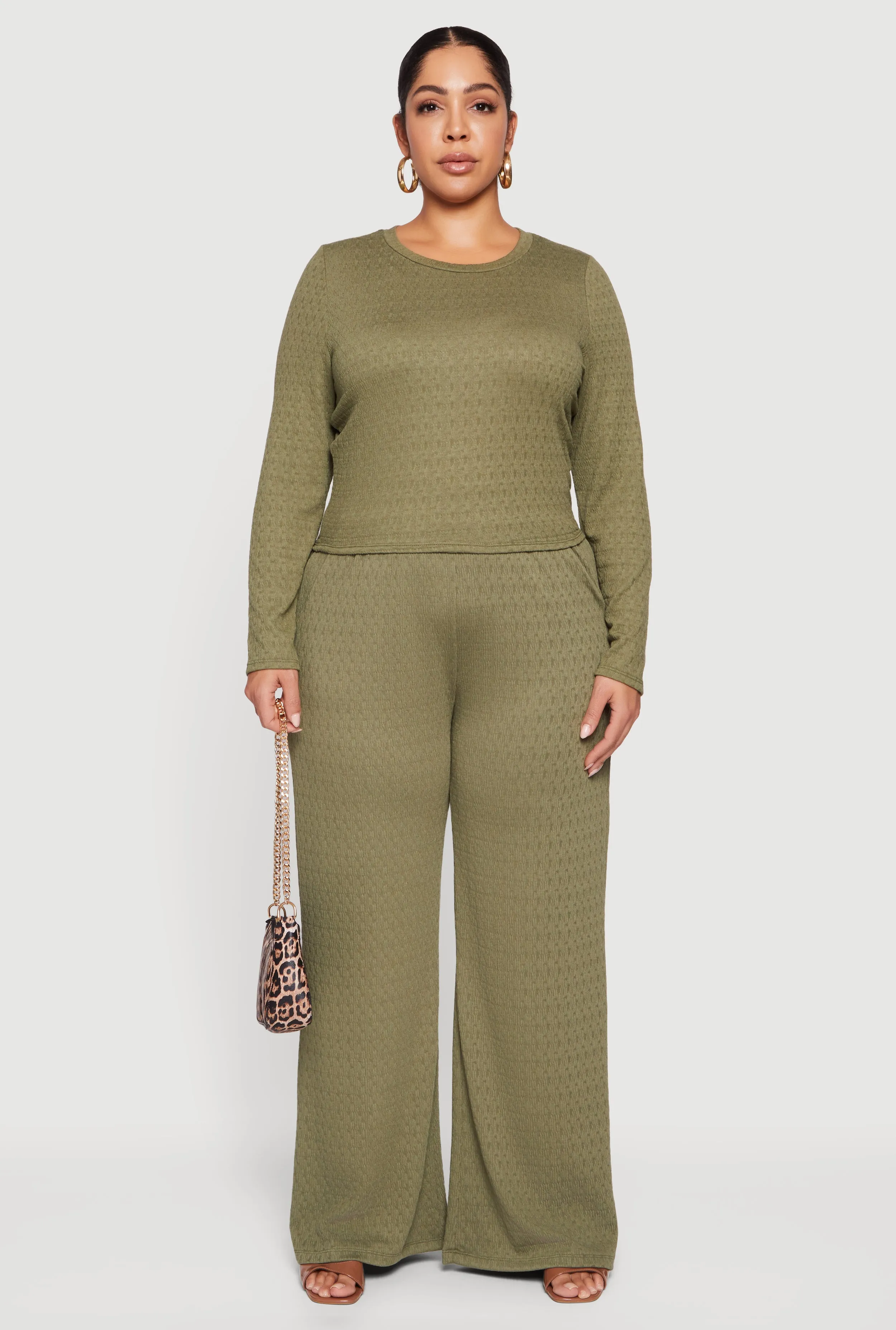 Plus Size Long Sleeve Textured Knit Tee sold by Rainbow product image thumbnail 3