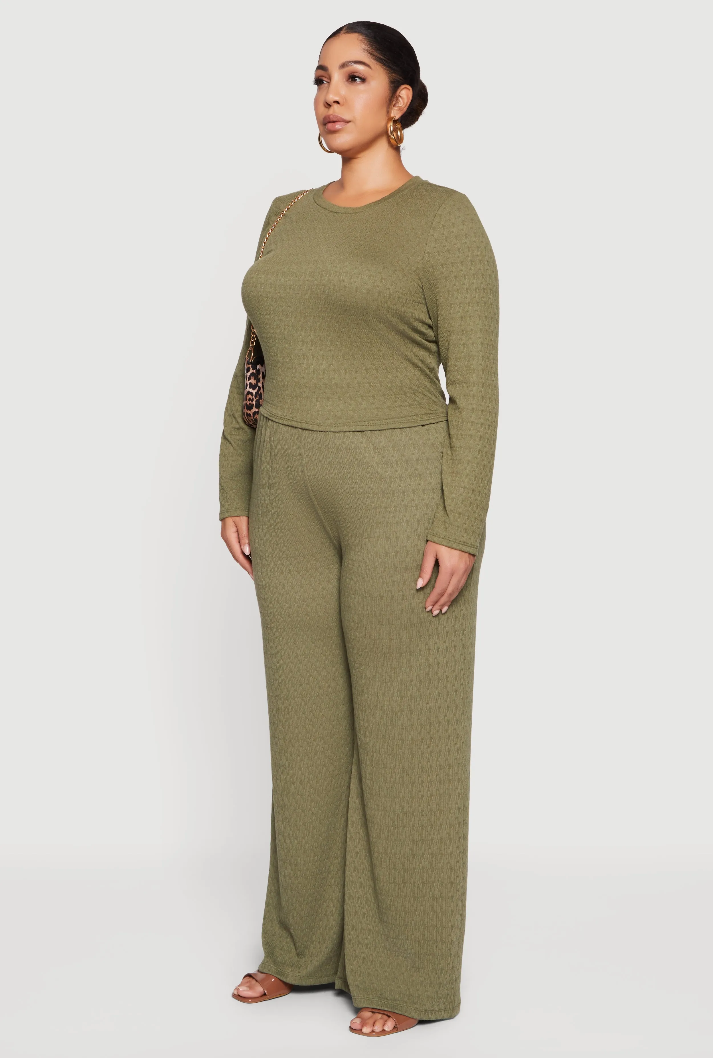 Plus Size Long Sleeve Textured Knit Tee sold by Rainbow product image thumbnail 5