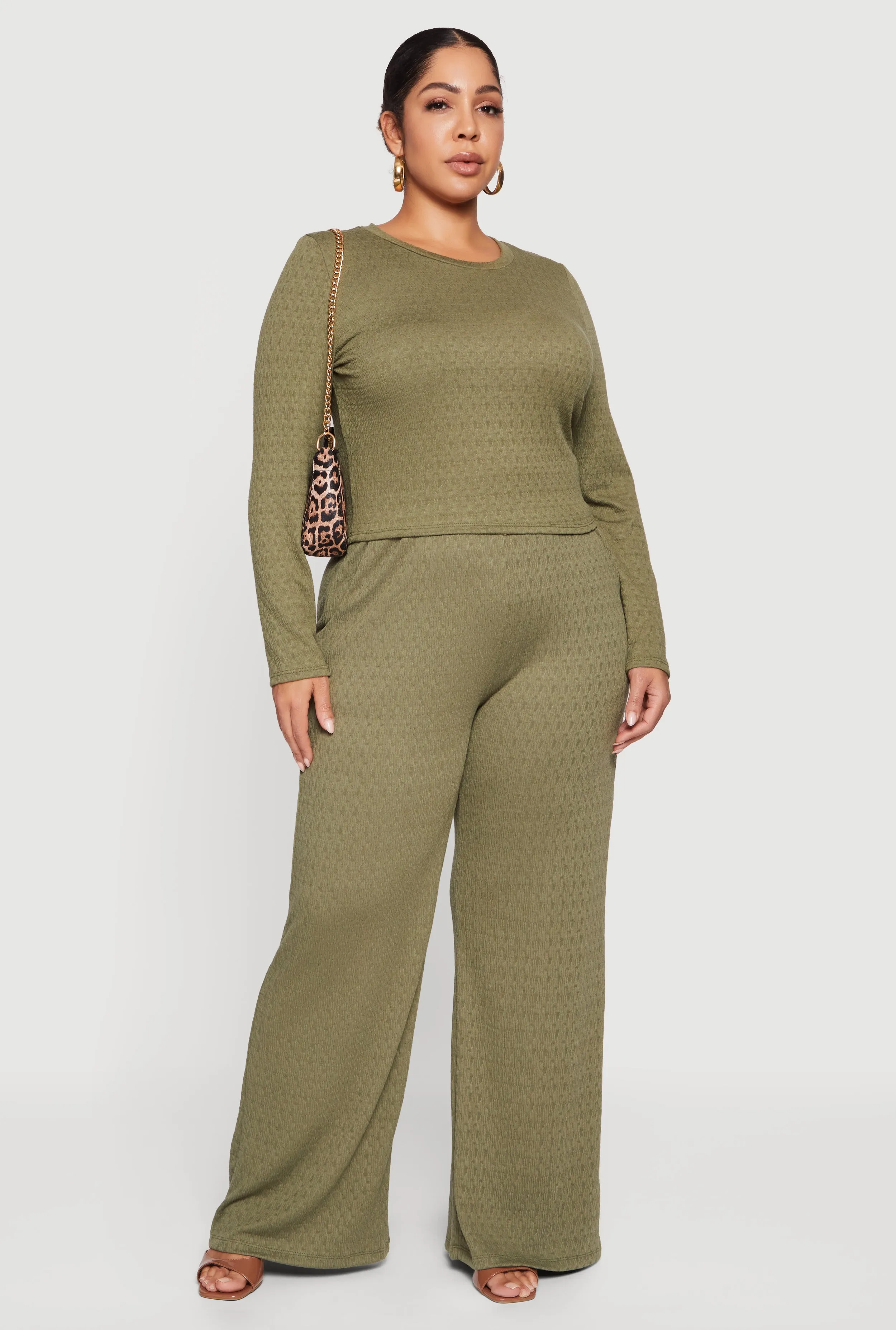 Plus Size Long Sleeve Textured Knit Tee sold by Rainbow product image thumbnail 2