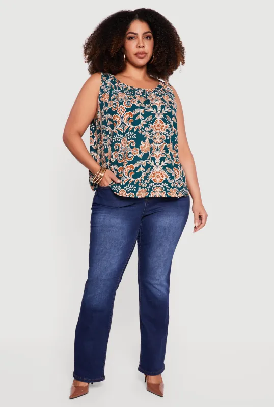 Plus Size Floral Patterned Tank Top sold by Rainbow