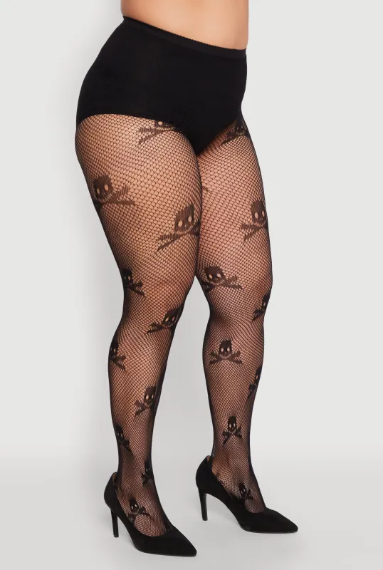 Plus Size High Waisted Patterned Fishnet Tights sold by Rainbow