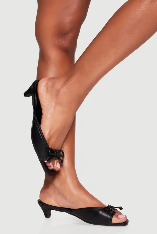 Bow Detail Open Toe Kitten Heel Sandals sold by Rainbow