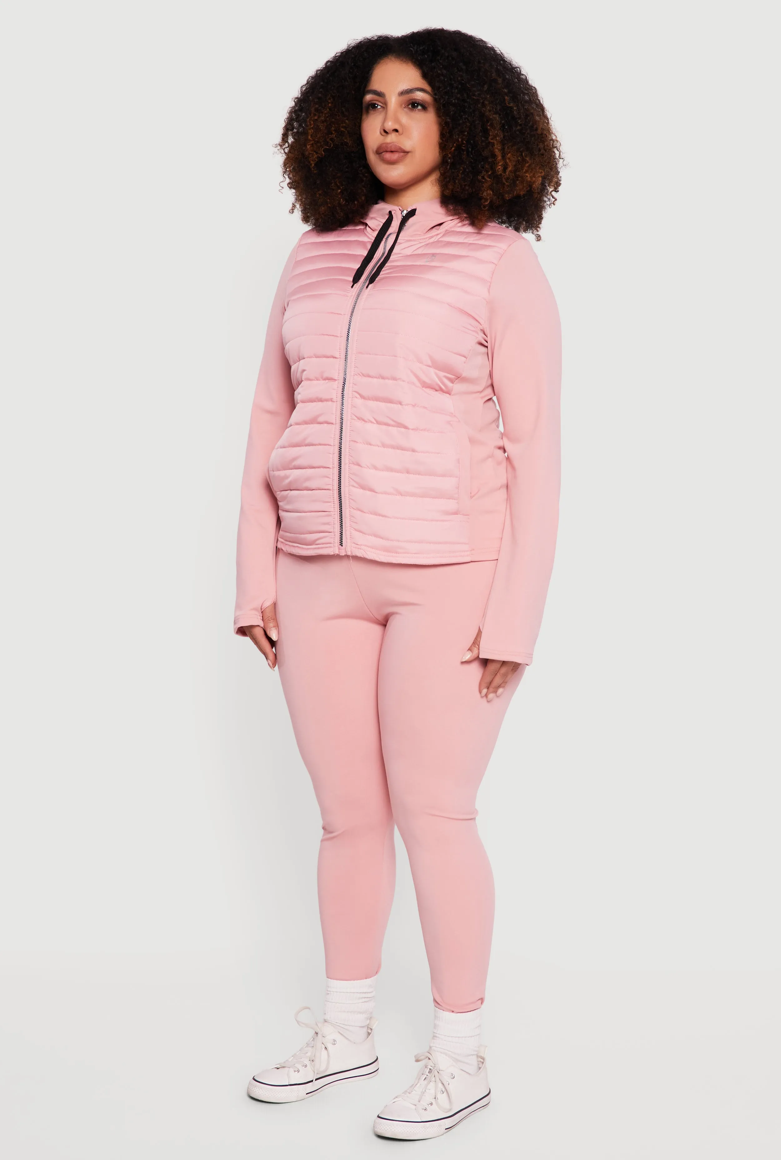 Plus Size Lightweight Puffer Detail Hooded Zip Front Jacket sold by Rainbow product image thumbnail 5